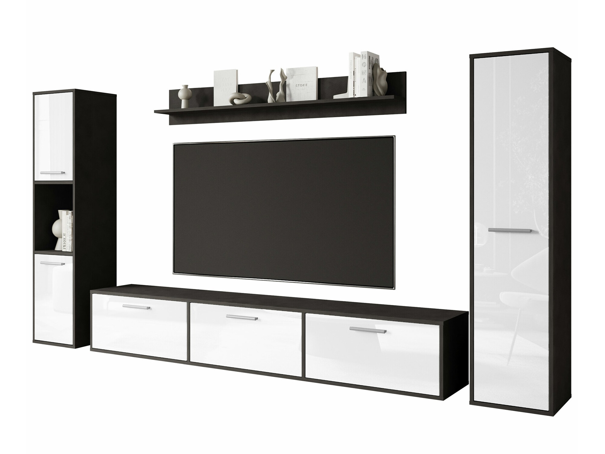 Stuemøblersæt Sarasota 175 (Matera grå + Glansfuld hvid)