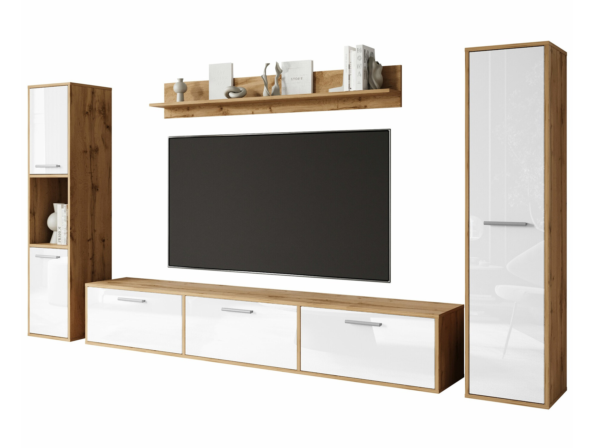 Stuemøblersæt Sarasota 175 (Wotan eg + Glansfuld hvid)