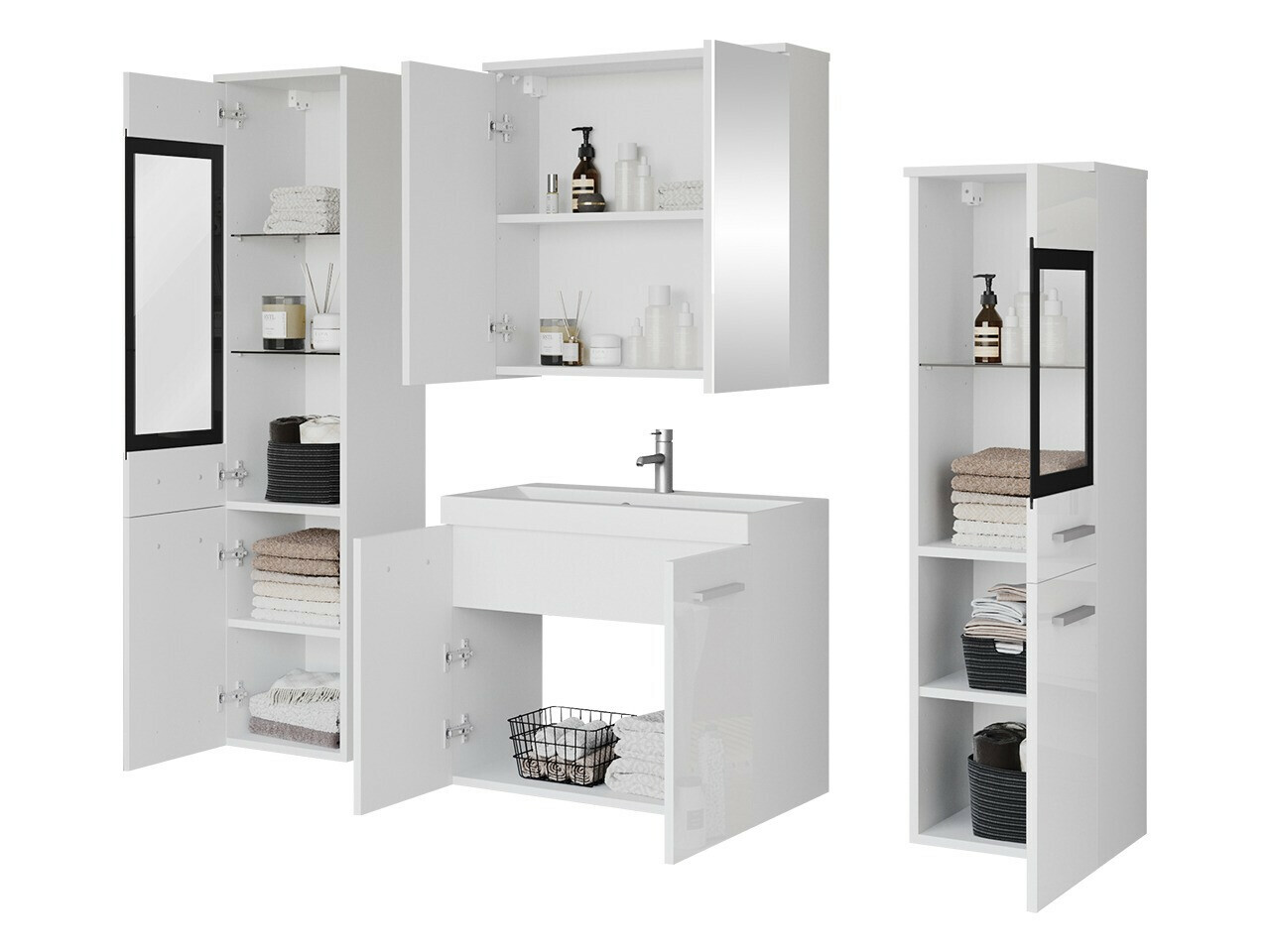 Badeværelsessæt Sarasota 140 (Glansfuld hvid + Hvid)