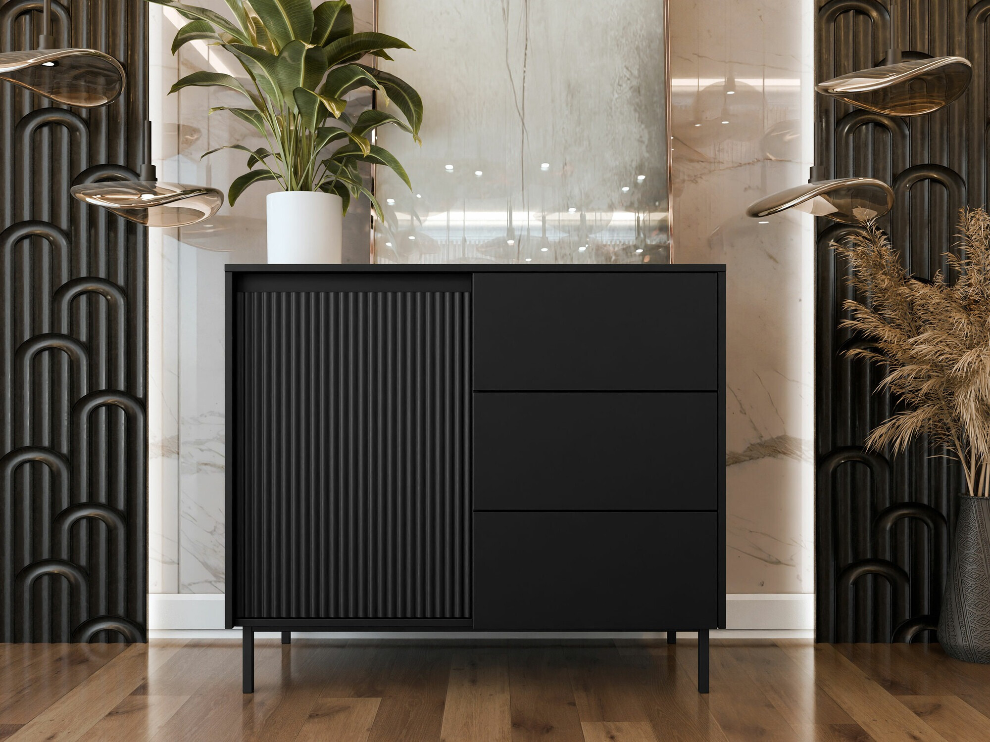 Kommode Comfivo Delruva 100 (Sort)