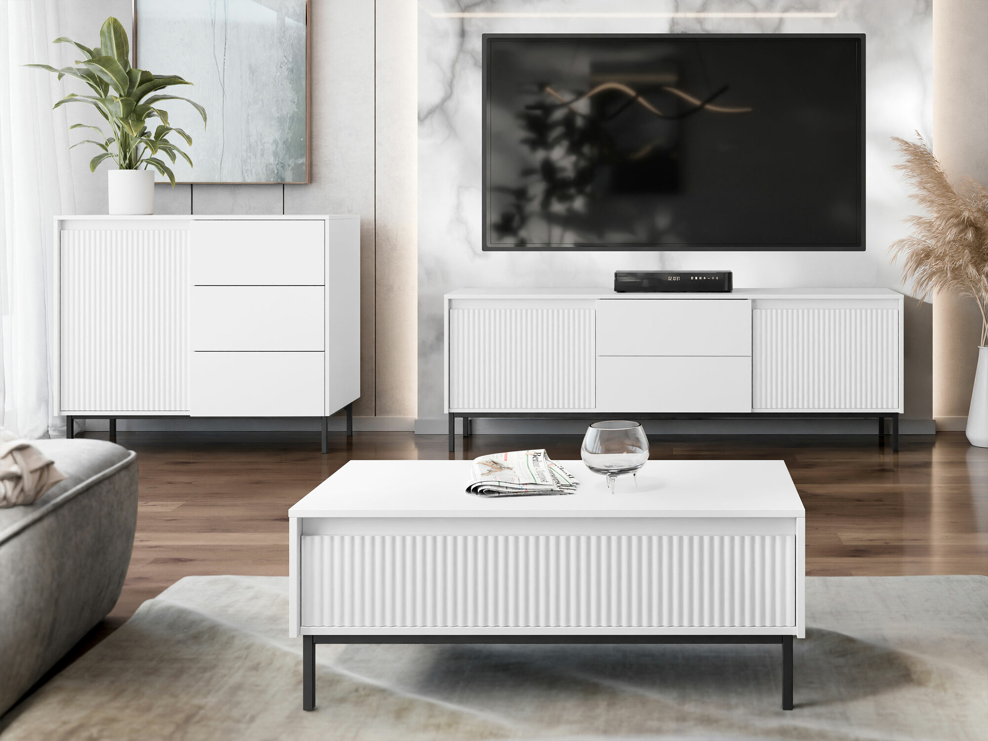 TV-bord Comfivo Delruva 104 (Hvid)