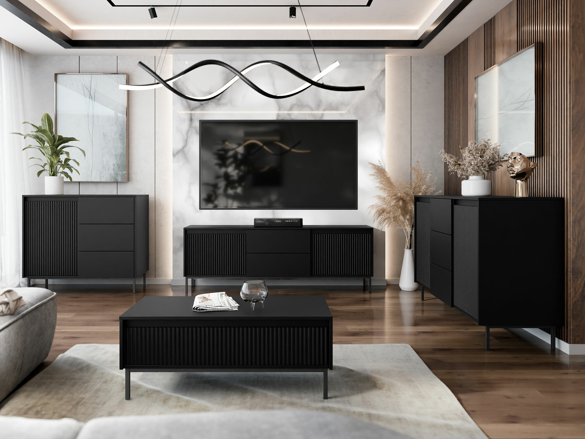 TV-bord Comfivo Delruva I (Sort)