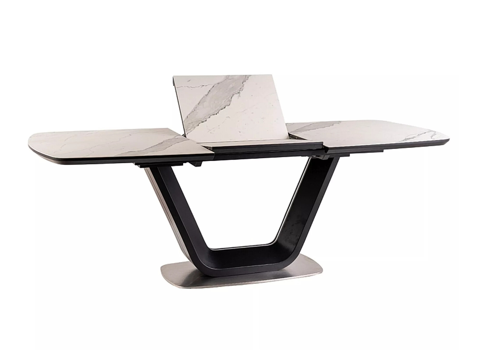 Bord Detroit 116 (Hvid marmor + Sort)