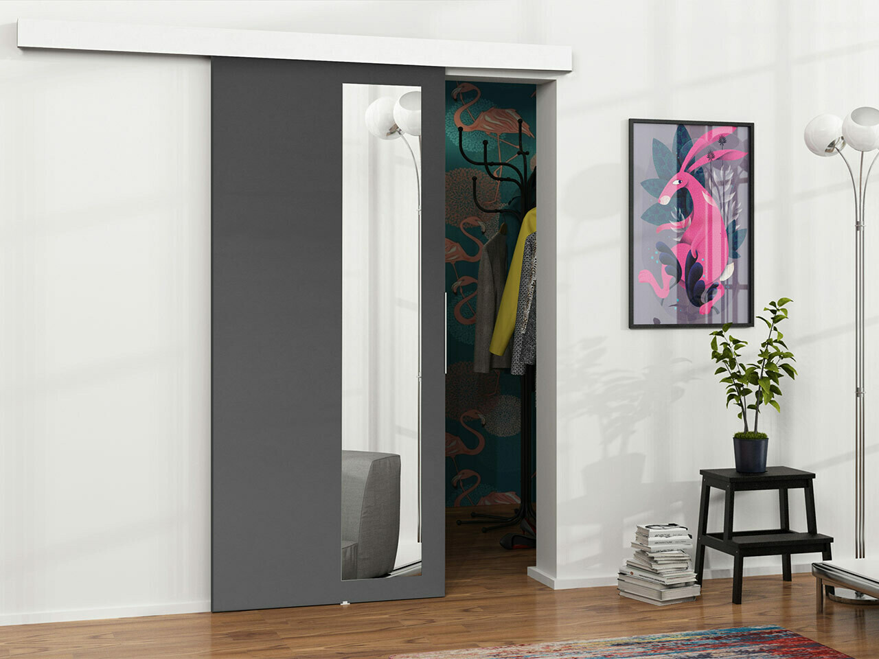 Skydedør Dover 128 (Antracit)