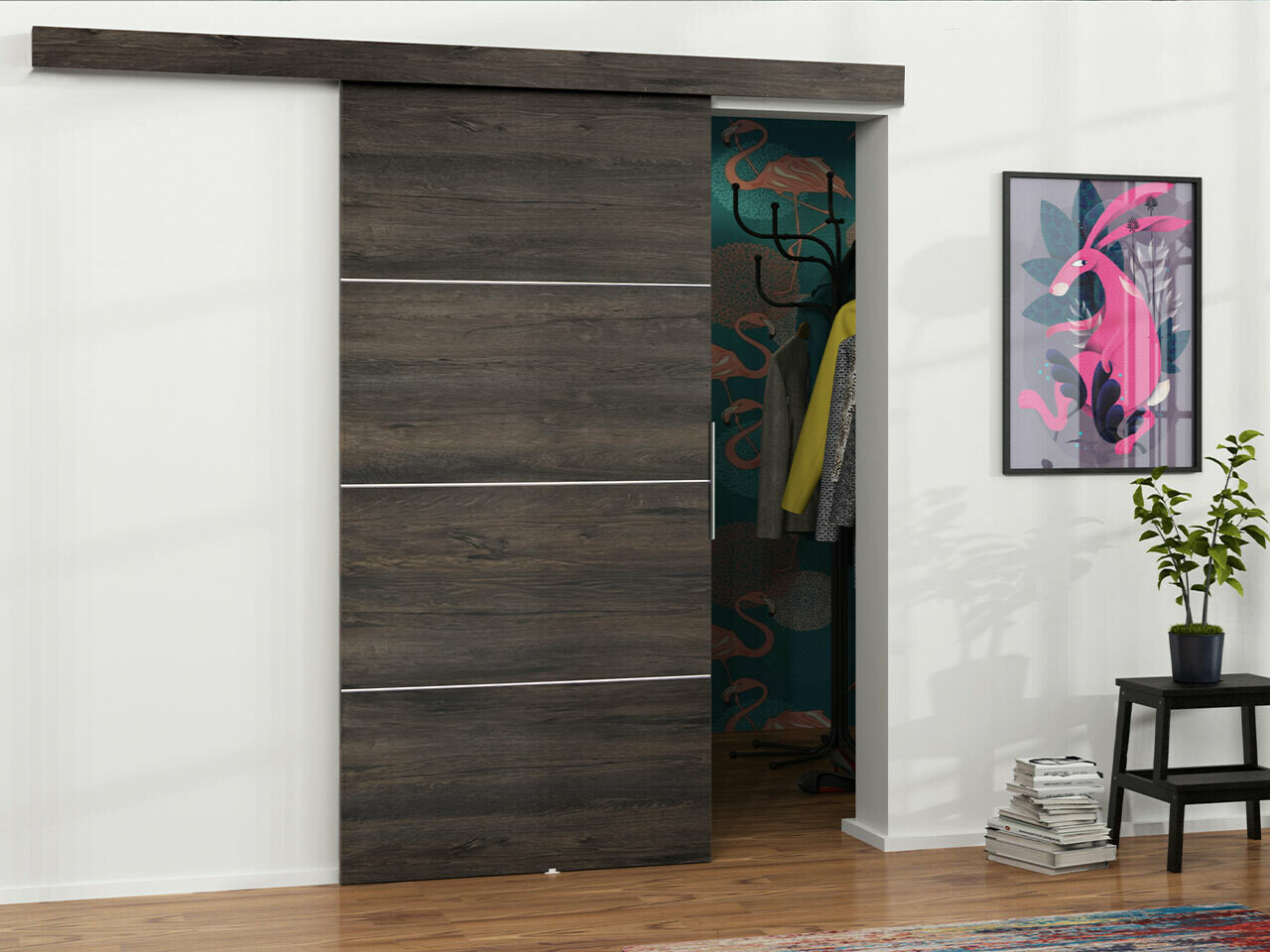 Skydedør Dover 144 (Mørk aske)