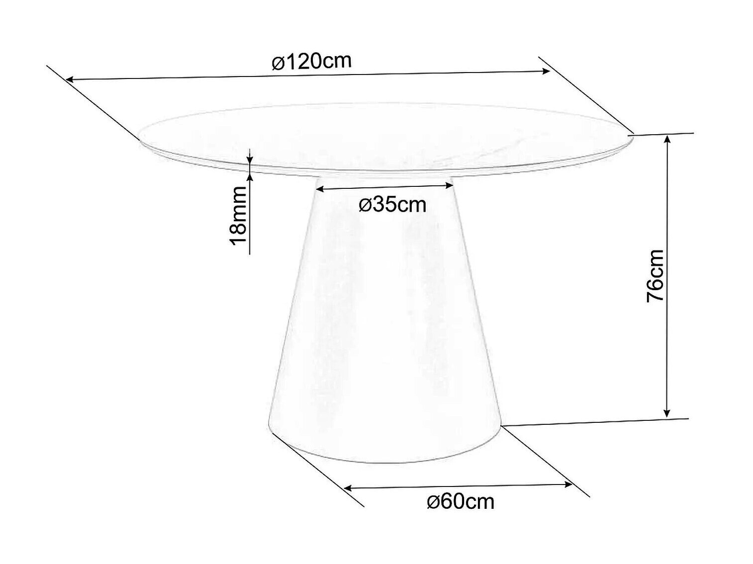Bord Detroit 137 (Grå marmor + Sort)