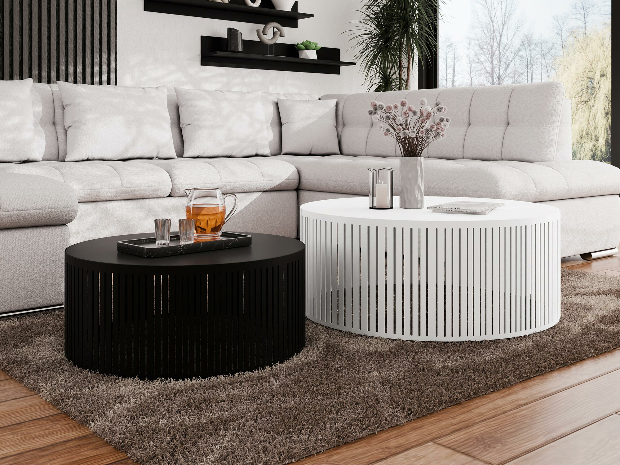 Sofabordssæt Prunis (Sort + Hvid)