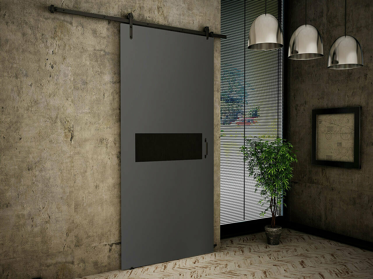 Skydedør Dover 156 (Antracit + Sort)