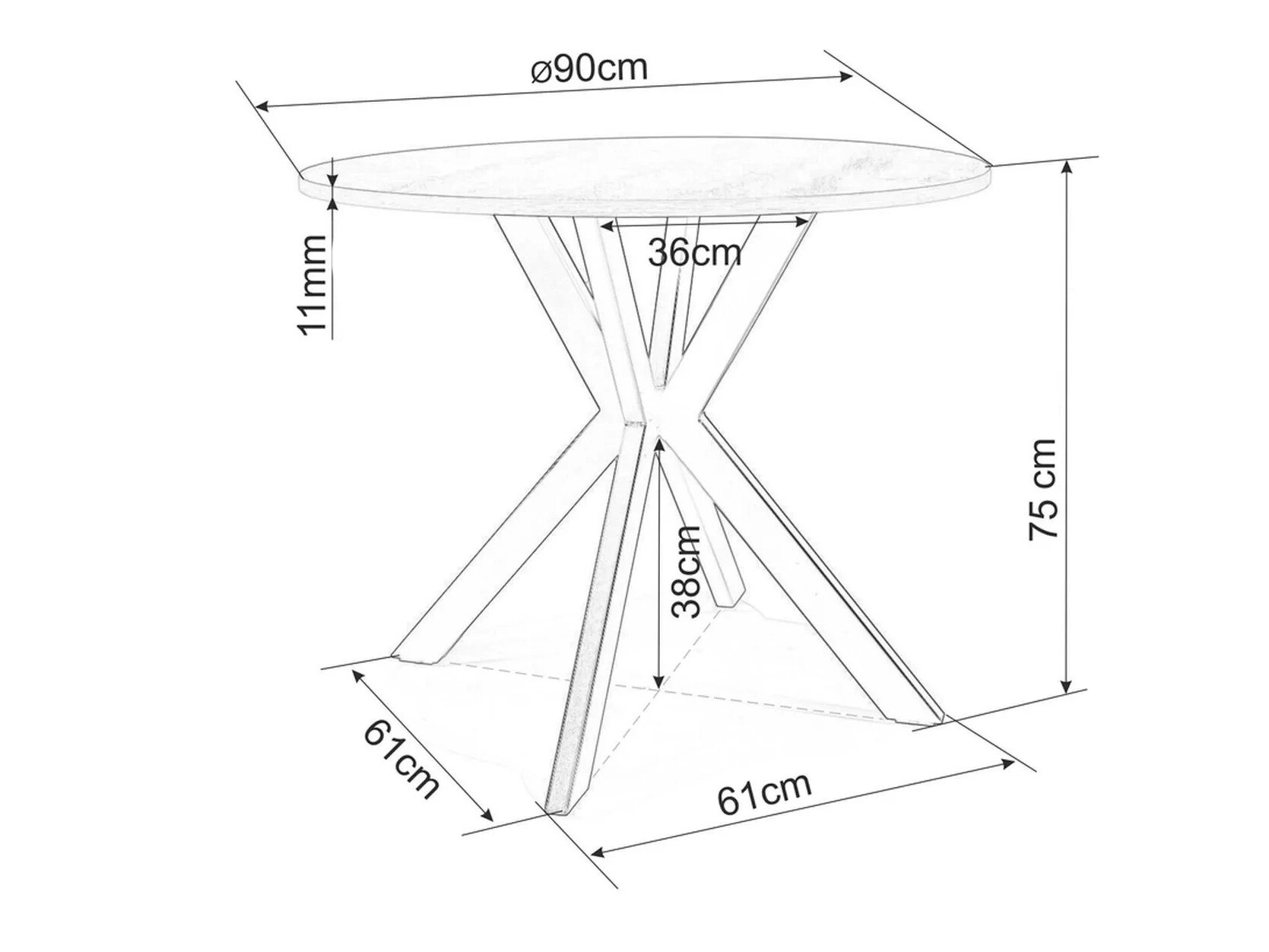 Bord Detroit 271 (Hvid marmor)
