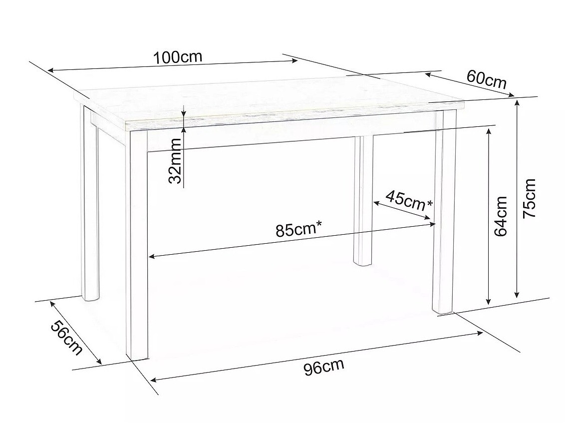 Bord Detroit 349 (Lancelot eg + Hvid)