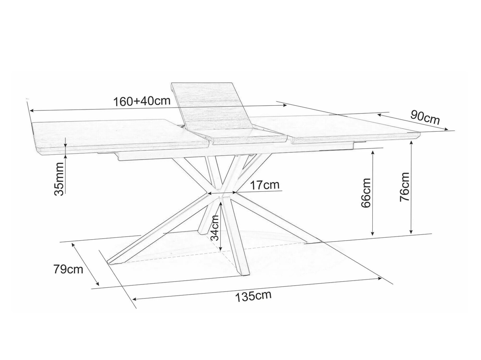 Bord Detroit 374 (Egetræ + Sort)