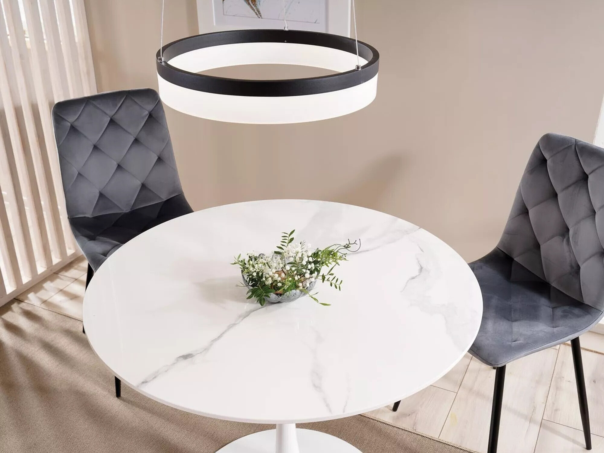 Bord Detroit 378 (Hvid marmor + Hvid)