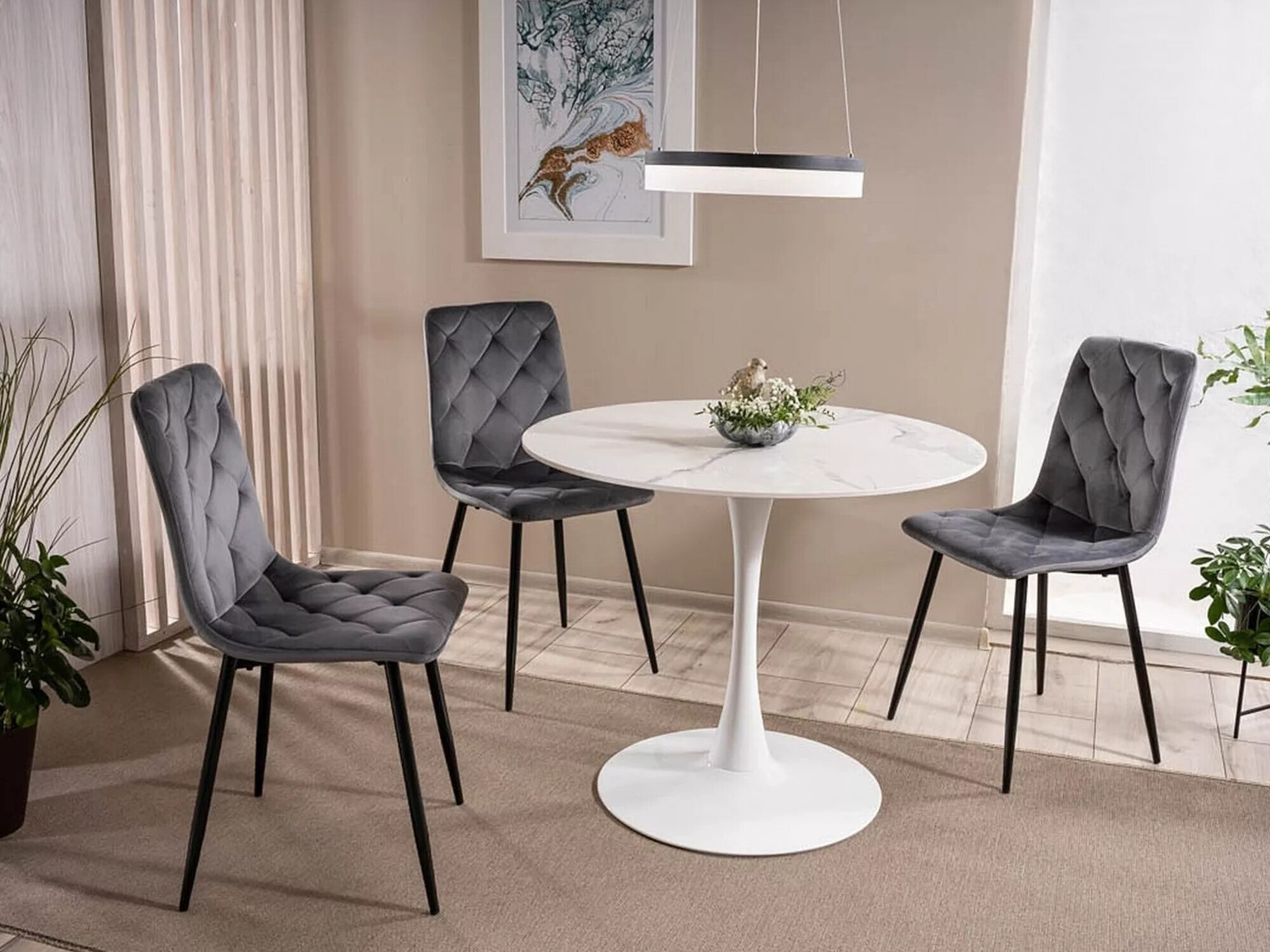 Bord Detroit 378 (Hvid marmor + Hvid)