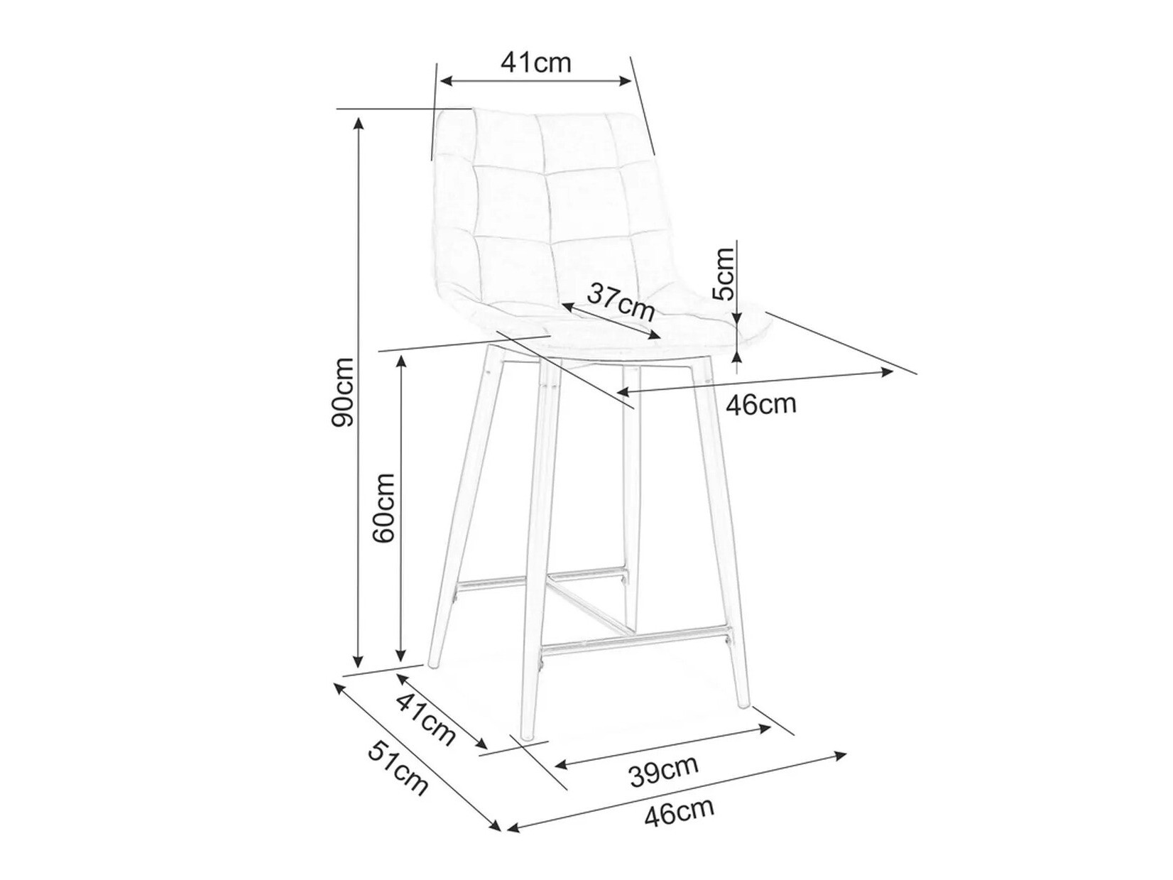 Counterstol Detroit 393 (Sort)