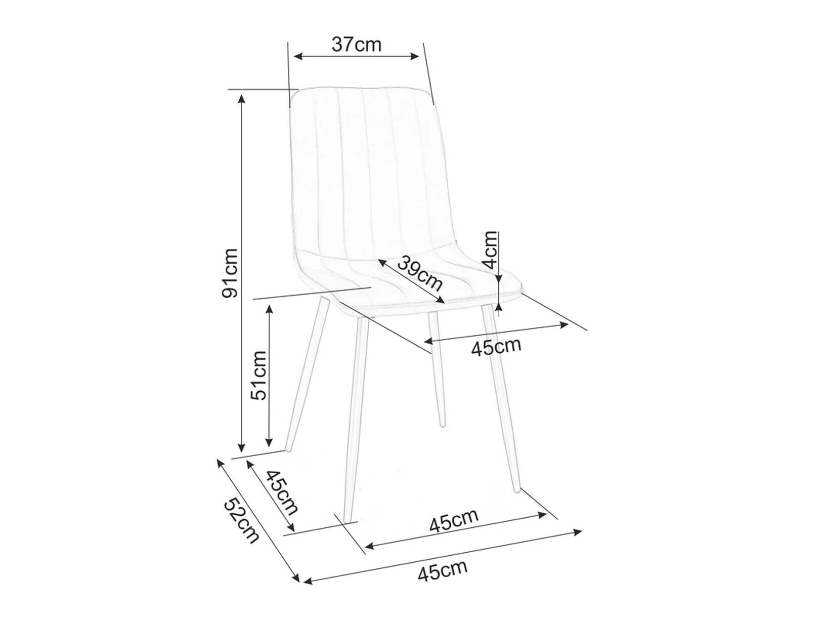Stol Detroit 390 (Sort)