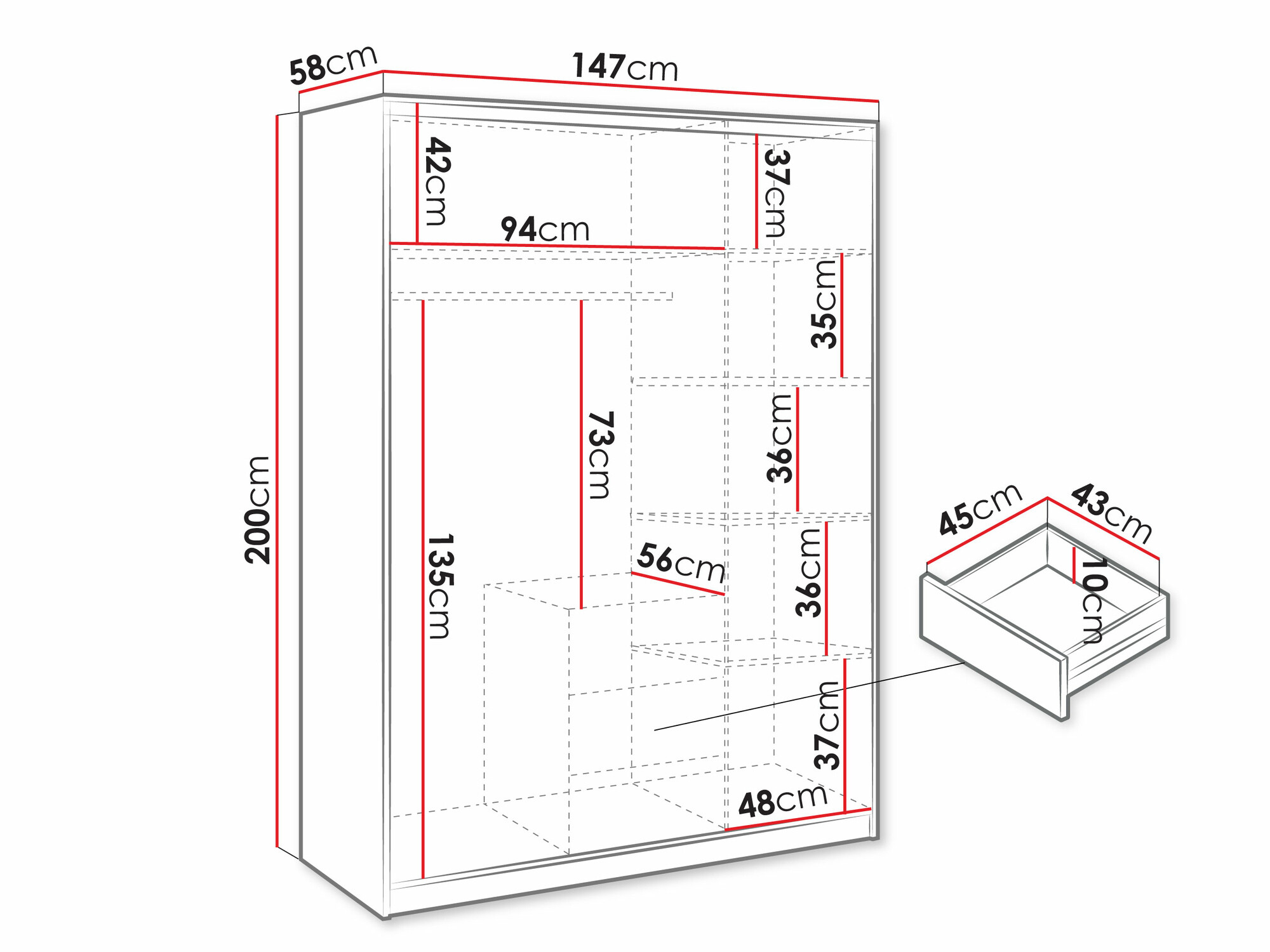 Garderobeskab Rosa (Lilla)