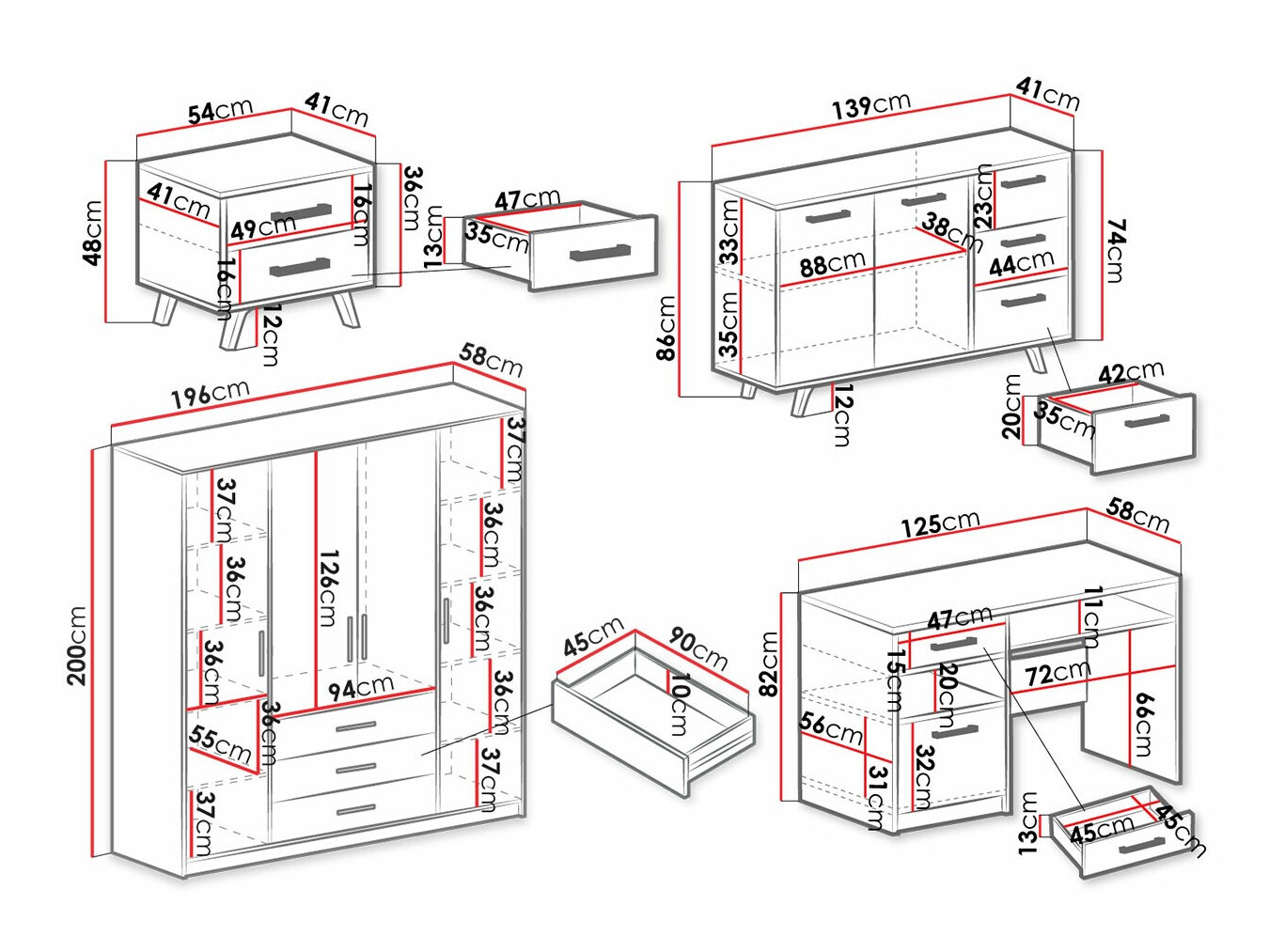 Møbelsæt Rosa I (Blå)