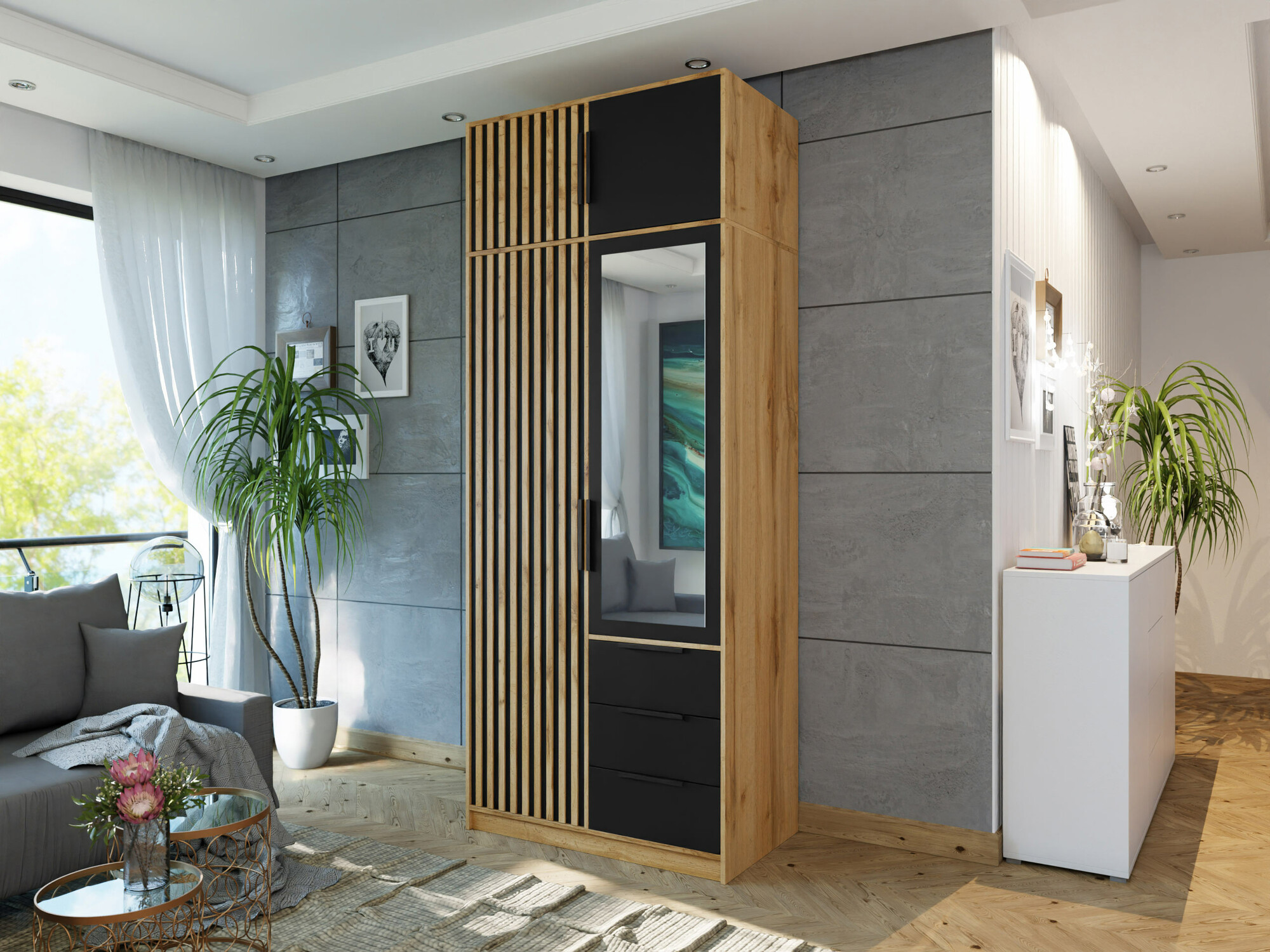 Garderobeskab Collis (Wotan eg + Sort)