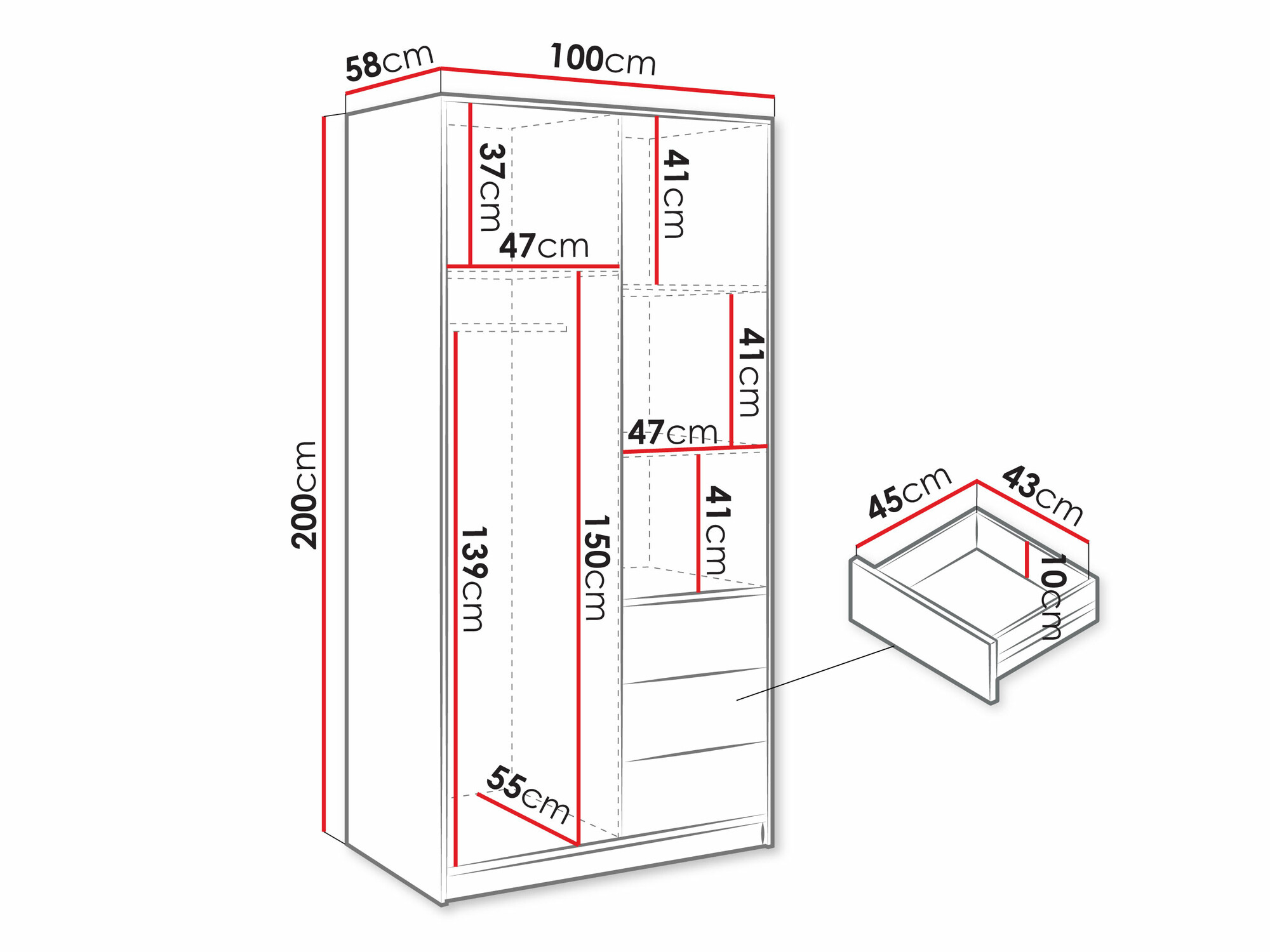 Garderobeskab Collis (Wotan eg + Sort)