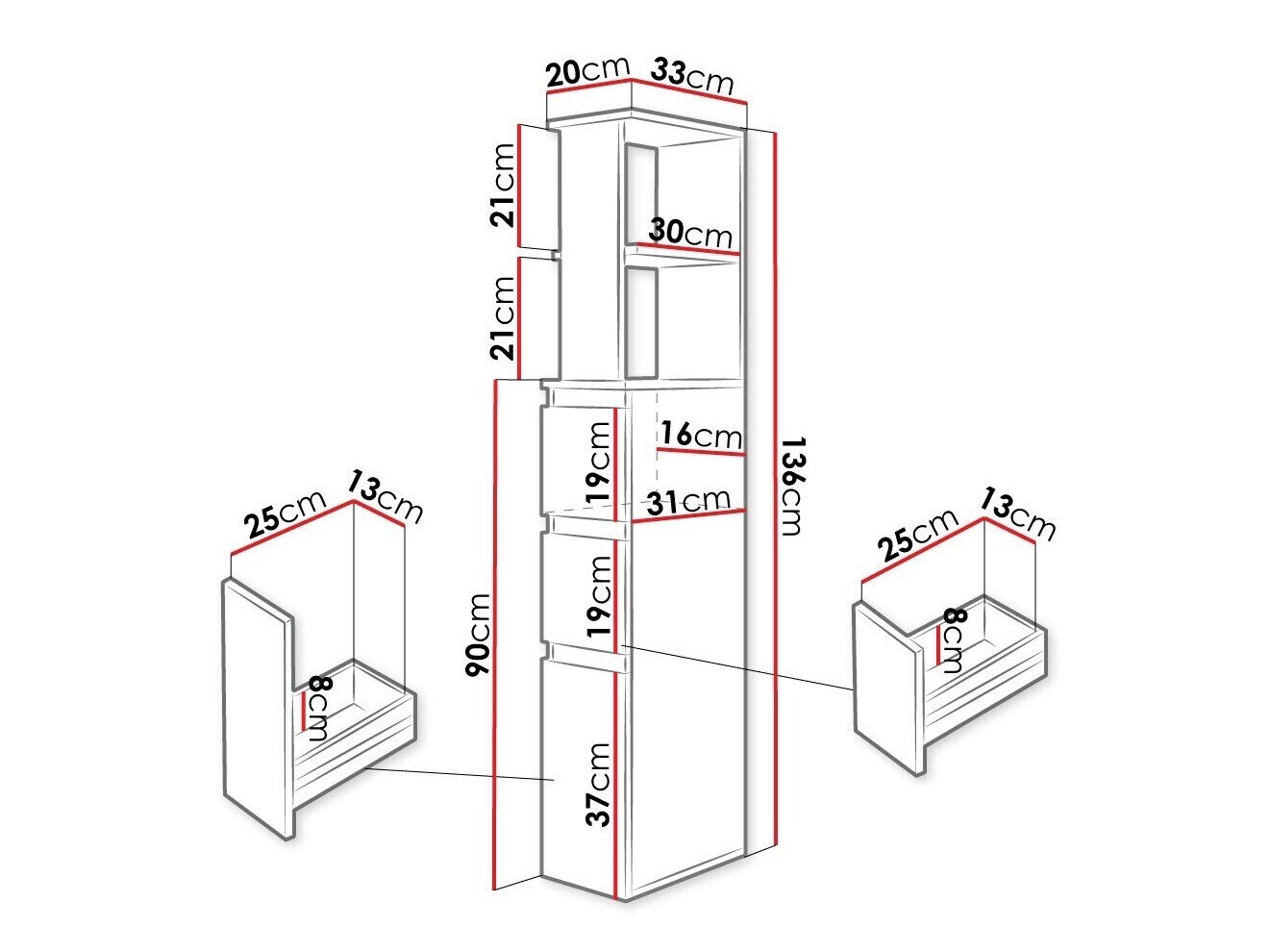 Stående badeværelsesskab Comfivo Ova