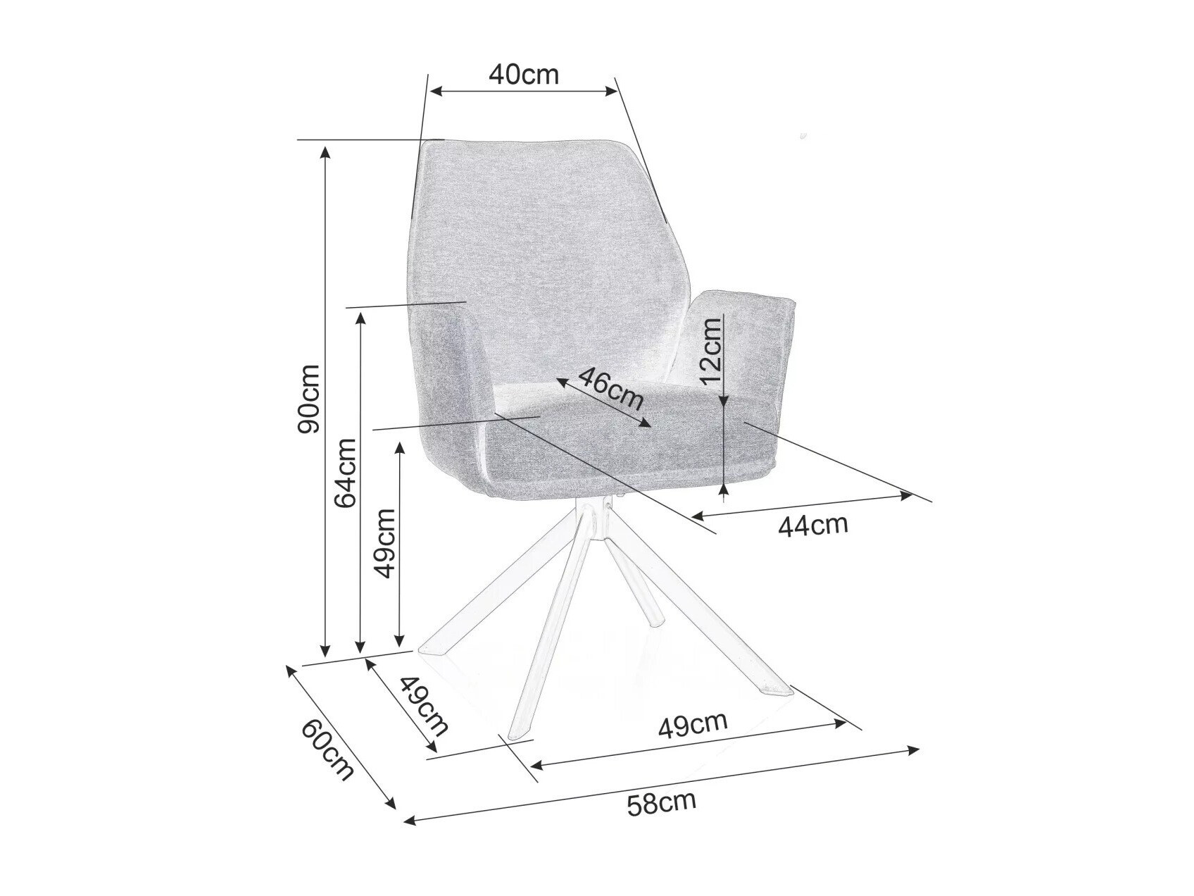Stol Detroit 423 (Mørkegrå)