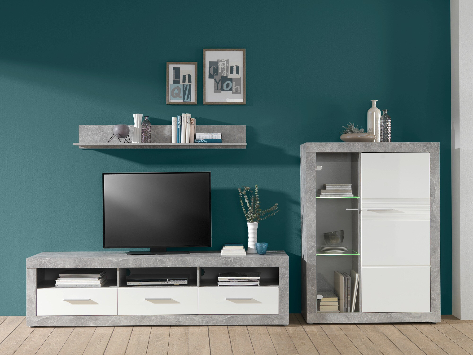 TV-bord Romfera 103 (Hvid + Grå)