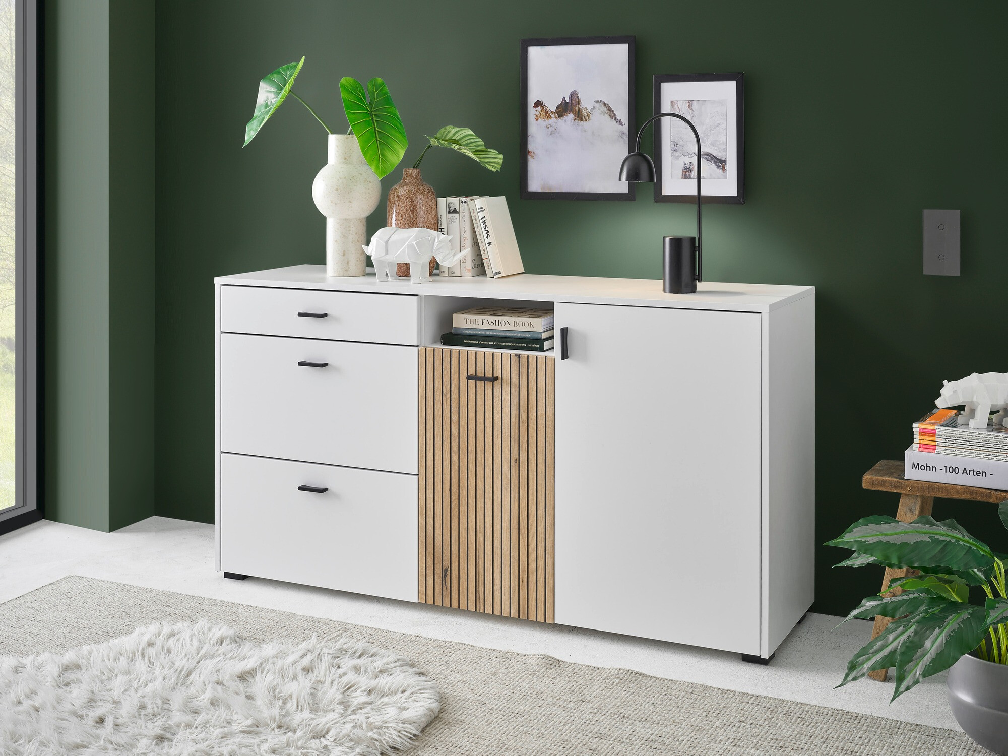 Kommode Belmelu 107 (Hvid + Egetræ)