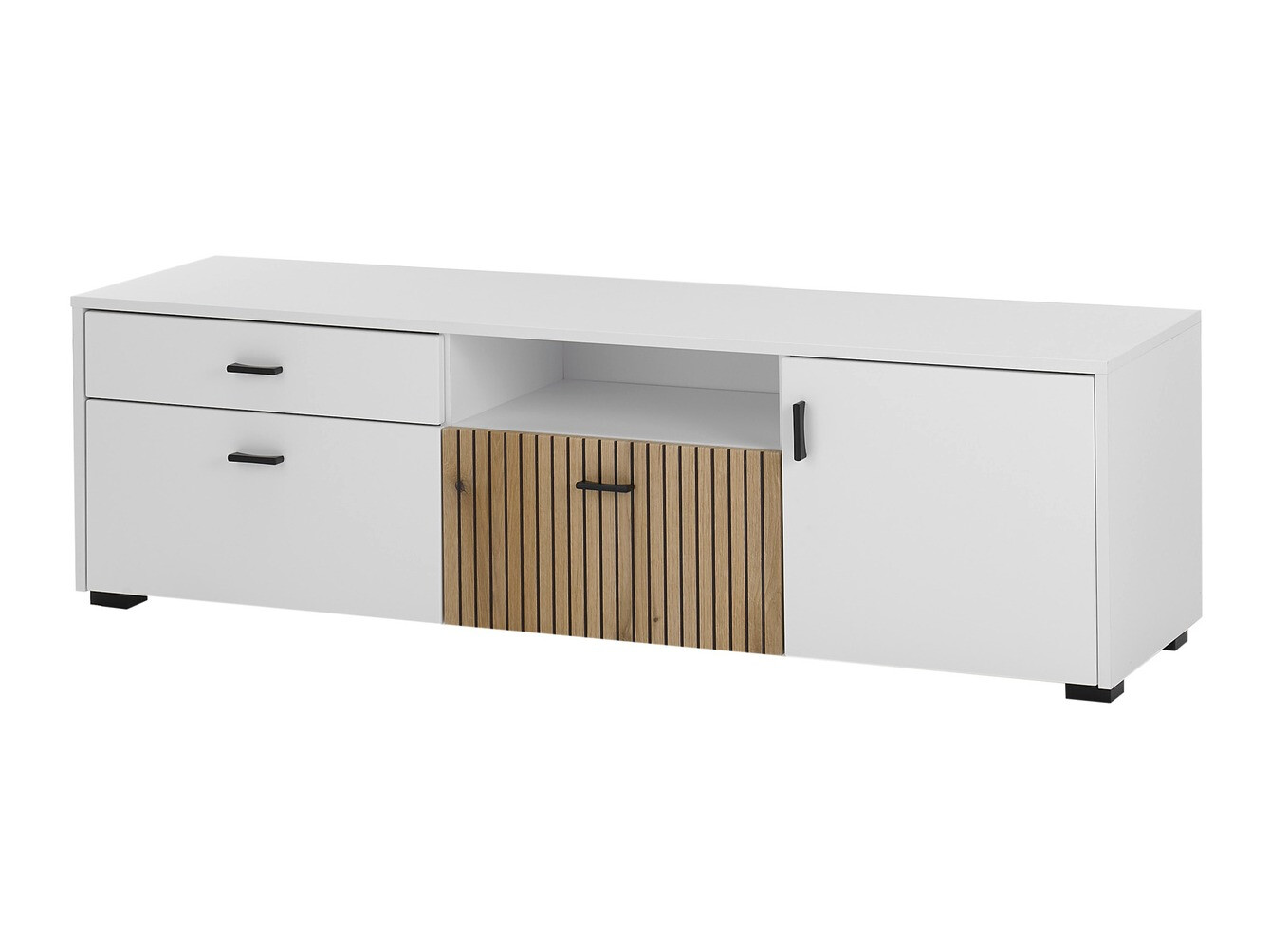 TV-bord Belmelu 105 (Hvid + Egetræ)