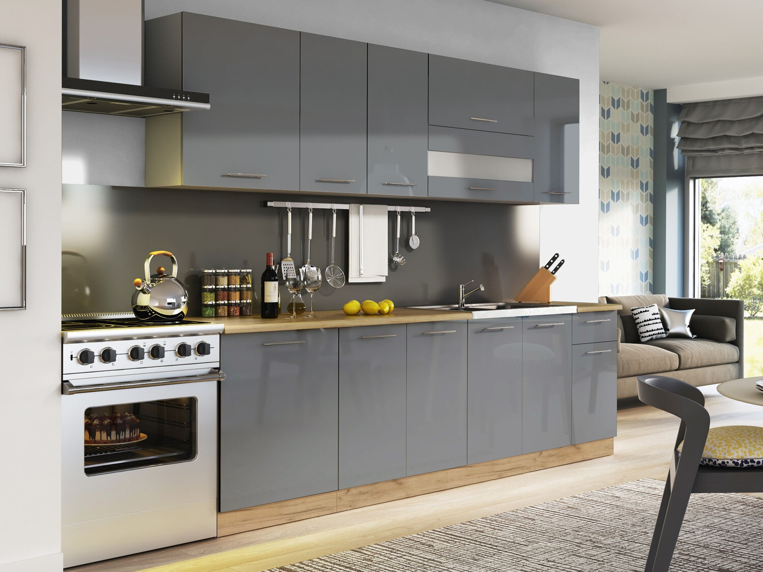 Modulopvaskeskab med låger Tiffa Grey 125