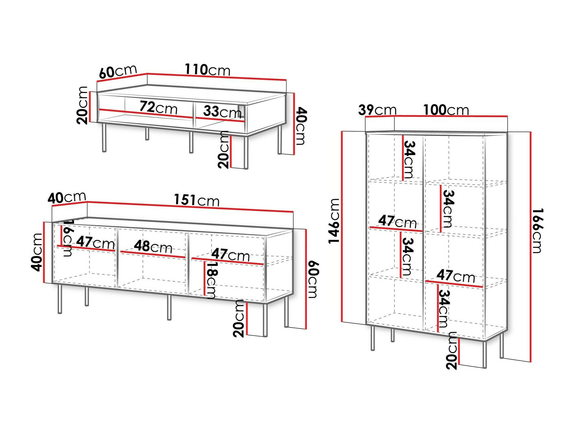 Stuemøbelsæt Celra (Hvid)