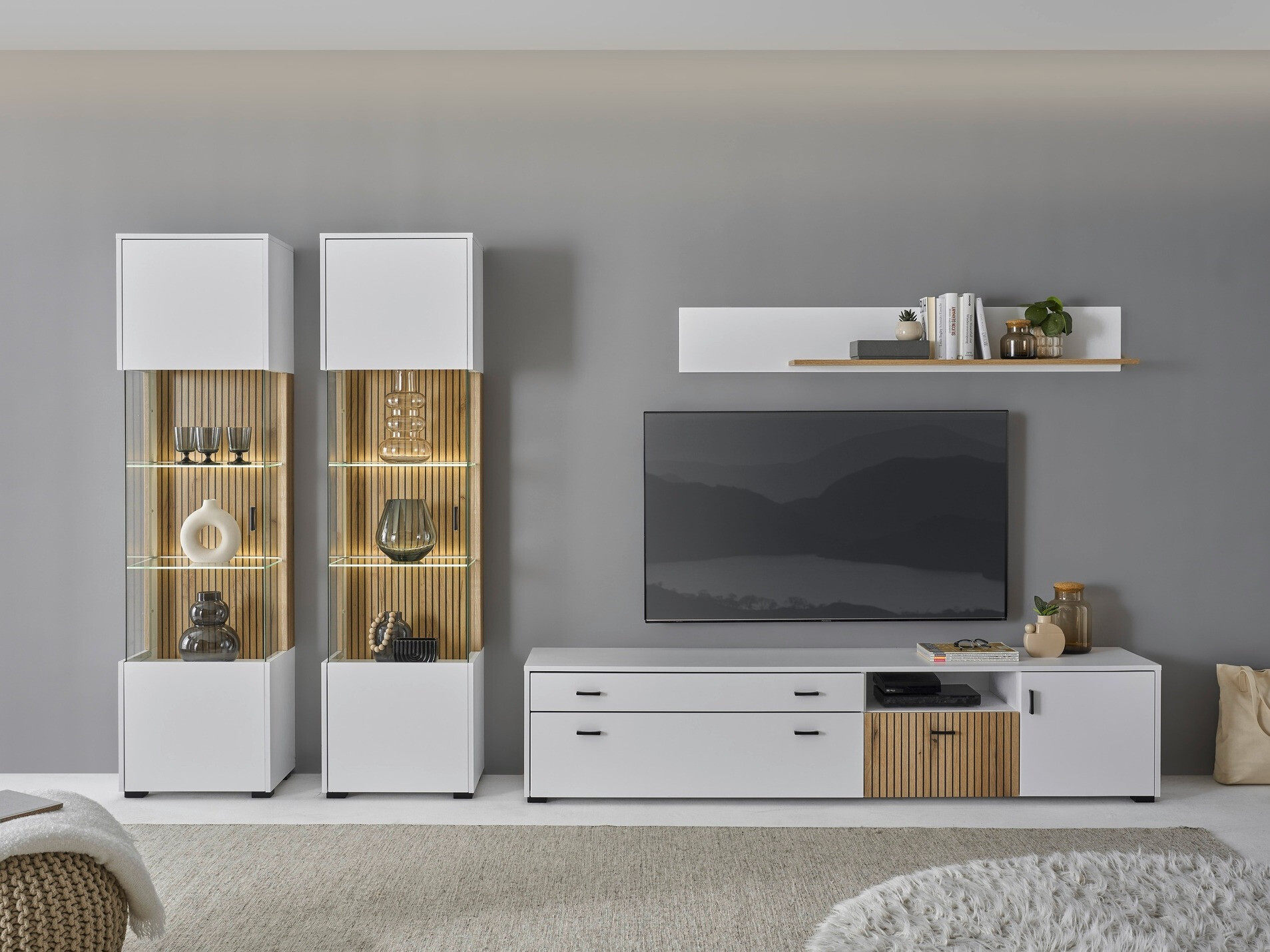 Stuemøbelsæt Belmelu 117 (Hvid + Egetræ)