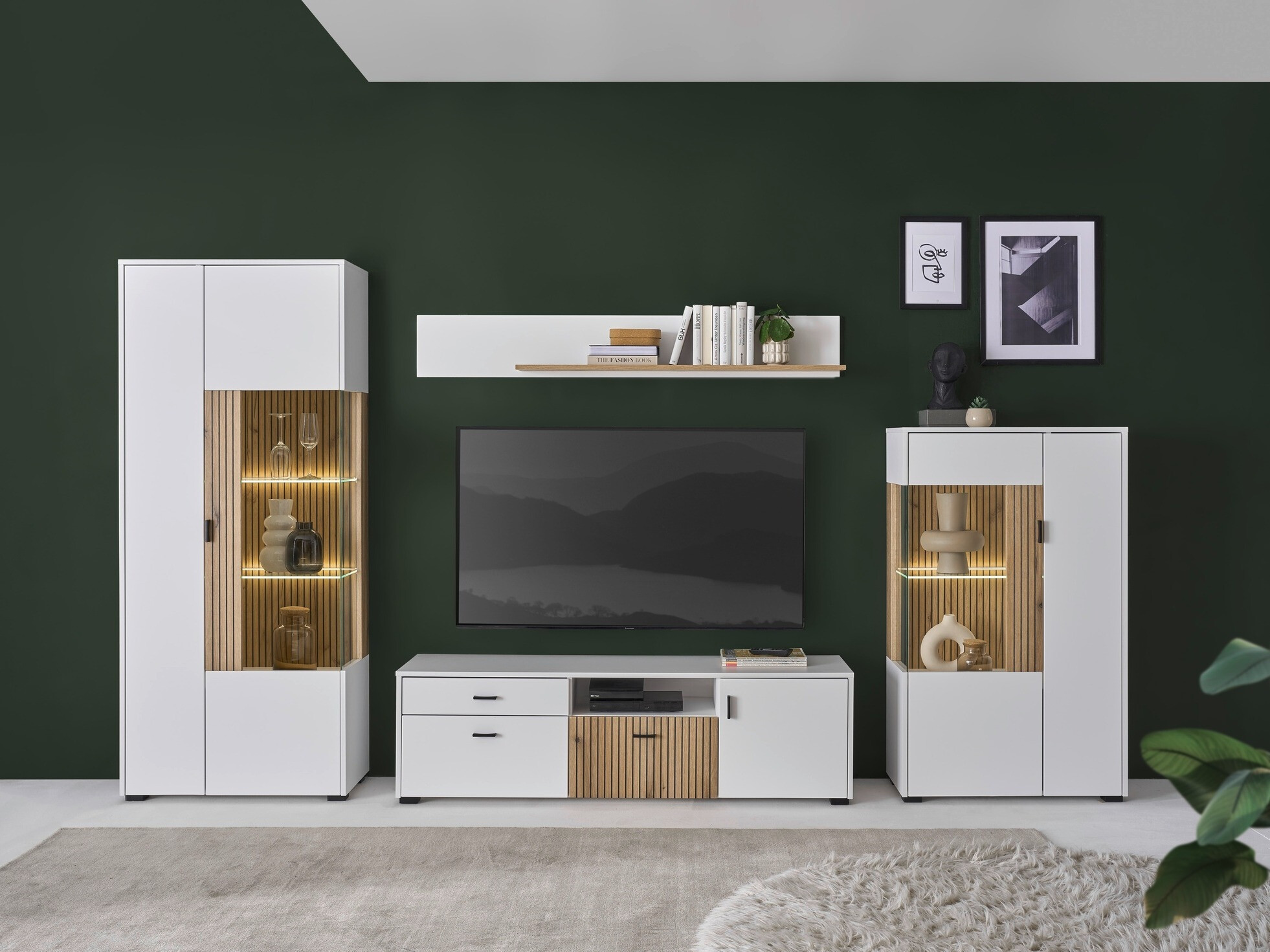 Stuemøbelsæt Belmelu 118 (Hvid + Egetræ)