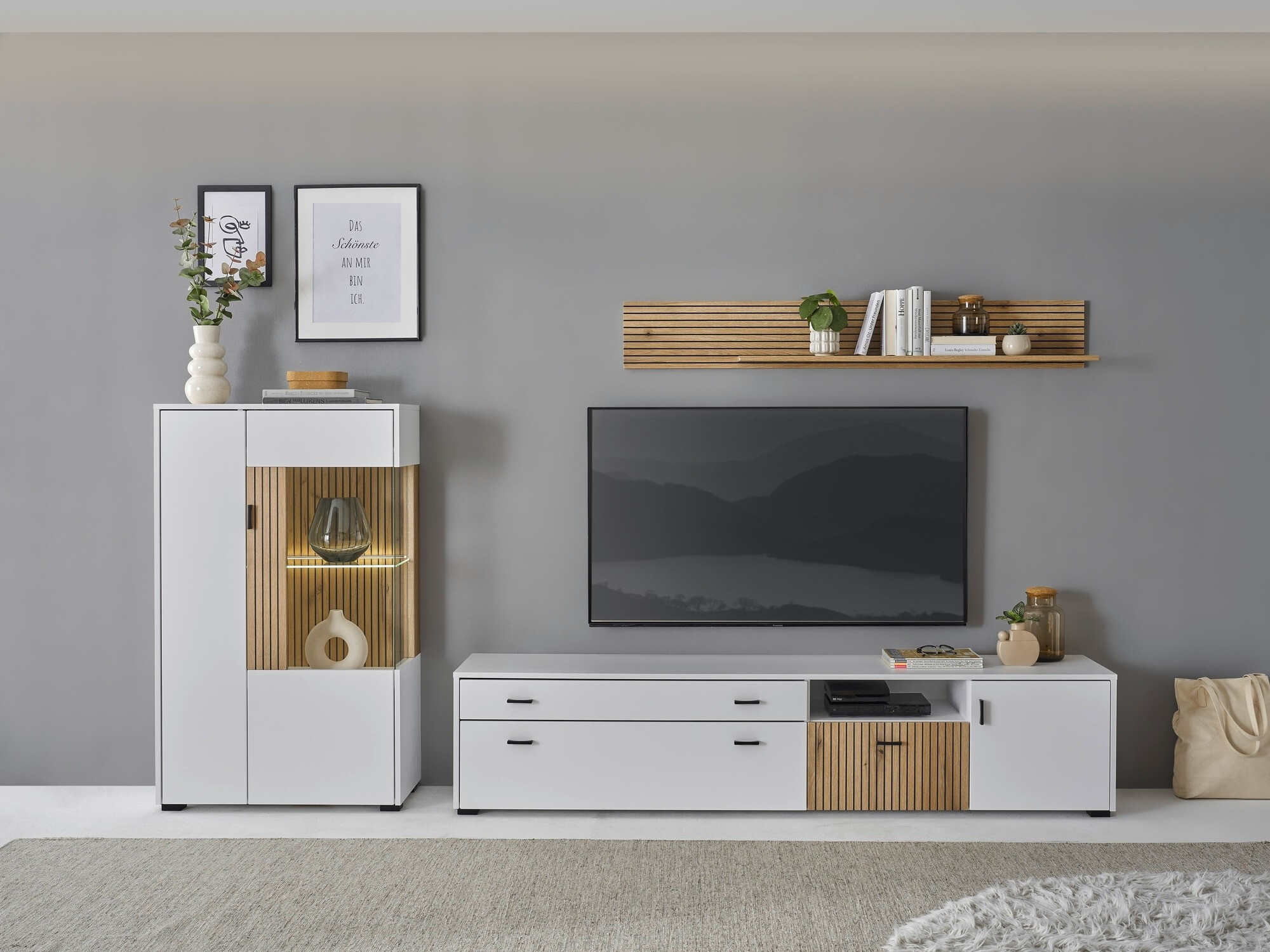 Stuemøbelsæt Belmelu 119 (Hvid + Egetræ)