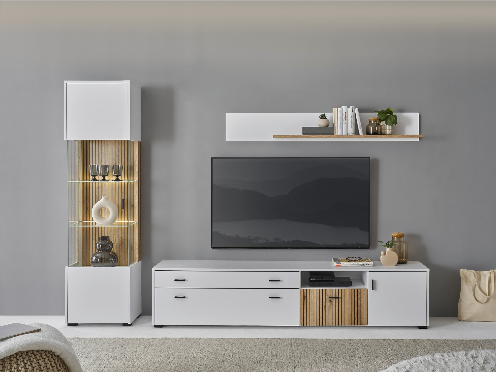 Stuemøbelsæt Belmelu 121 (Hvid + Egetræ)