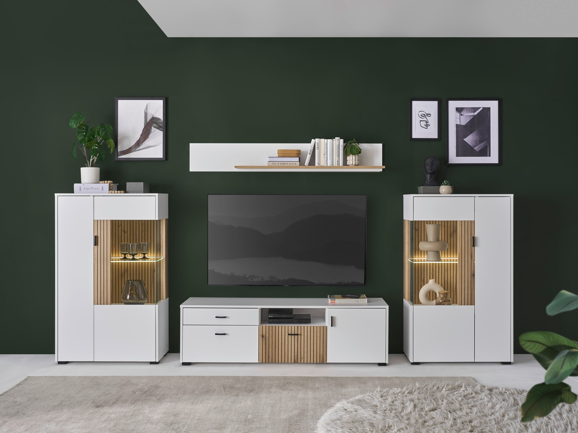 Stuemøbelsæt Belmelu 122 (Hvid + Egetræ)