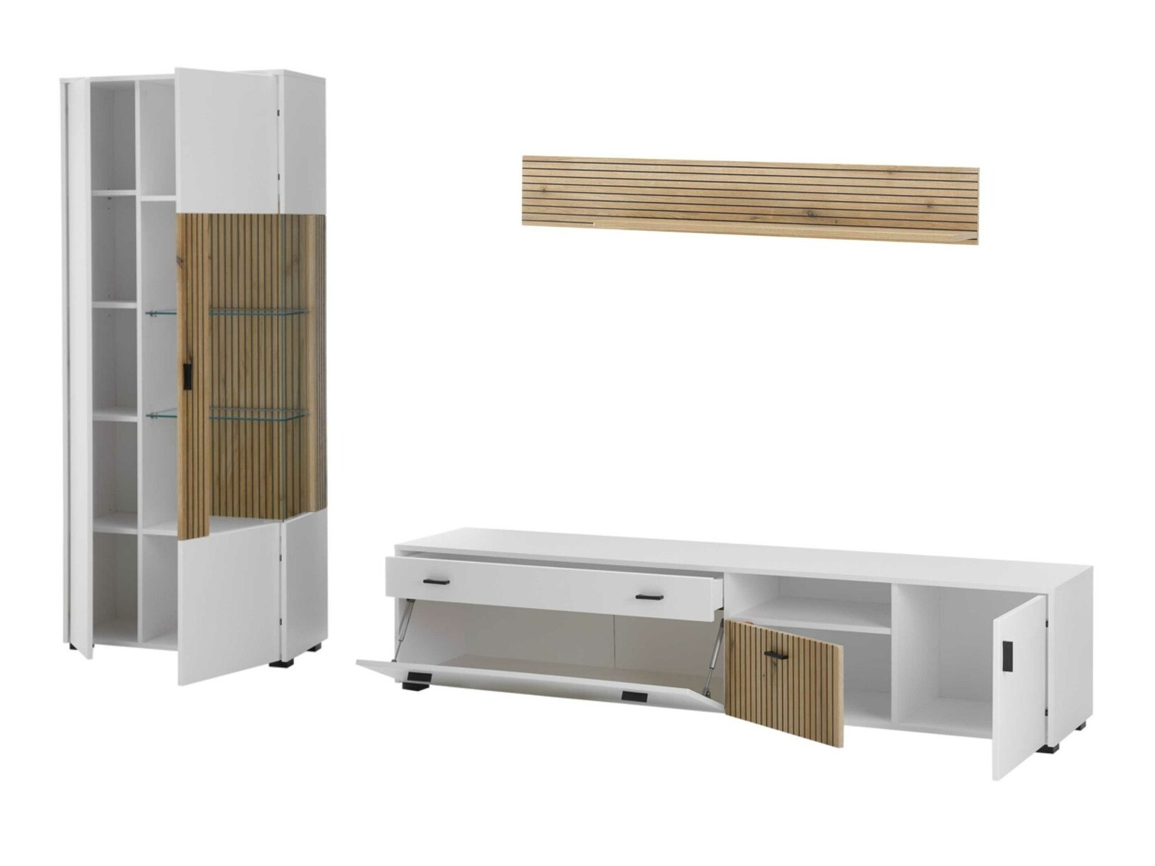 Stuemøbelsæt Belmelu 123 (Hvid + Egetræ)