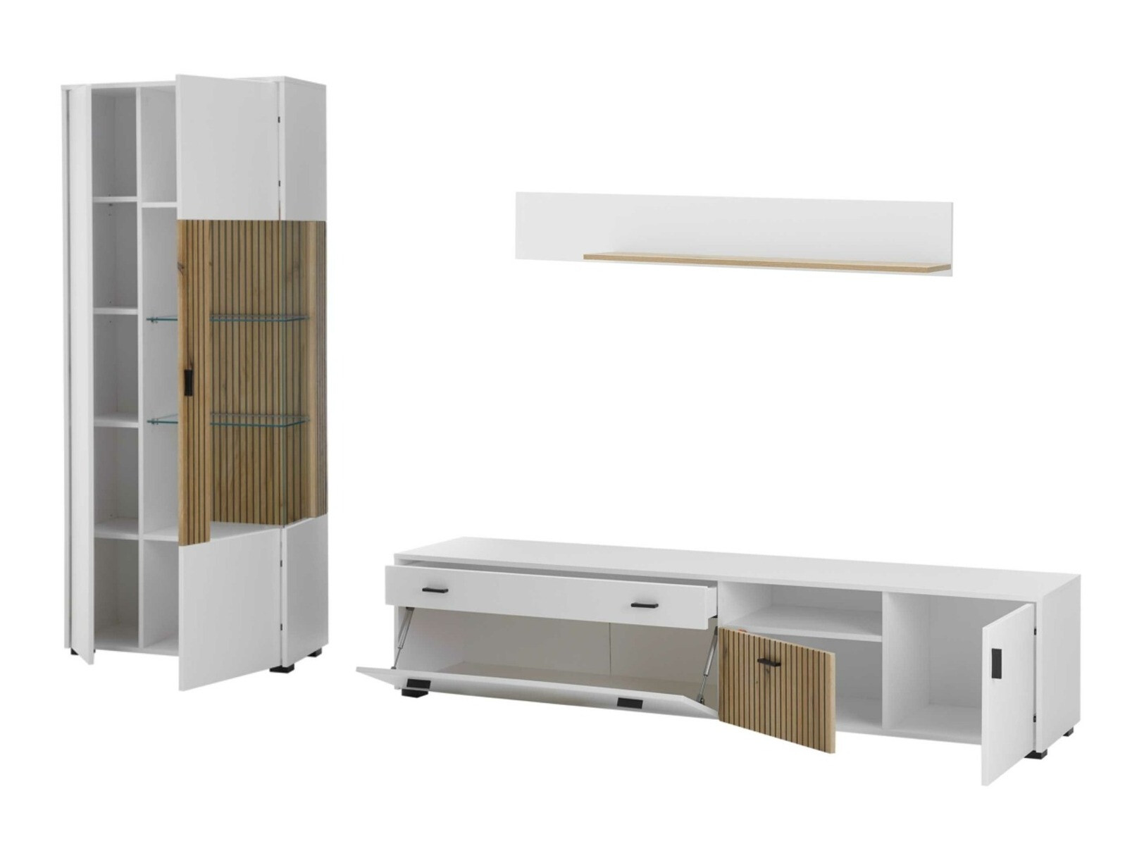 Stuemøbelsæt Belmelu 124 (Hvid + Egetræ)