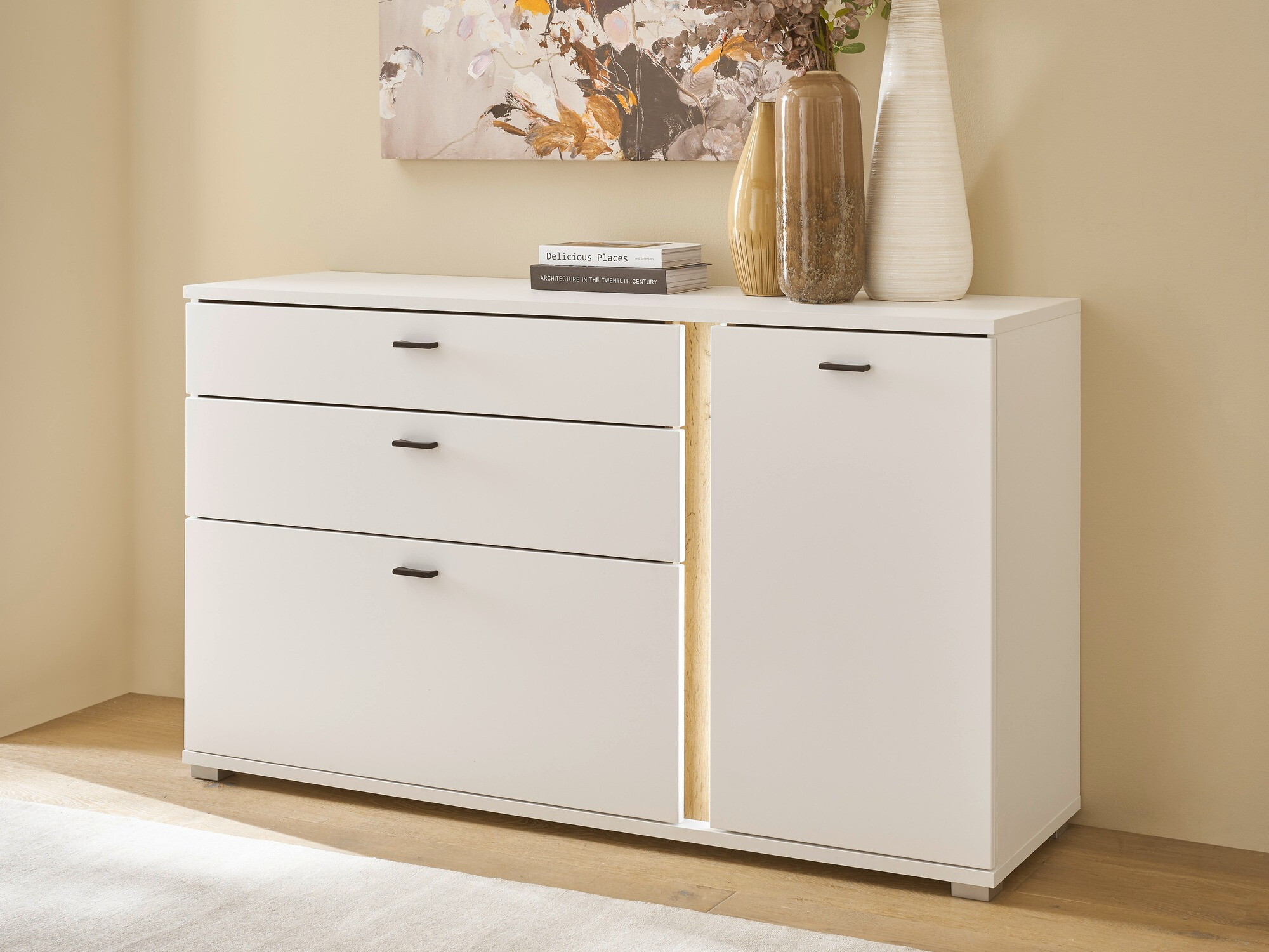 Kommode Avimavi 106 (Hvid + Wotan eg)