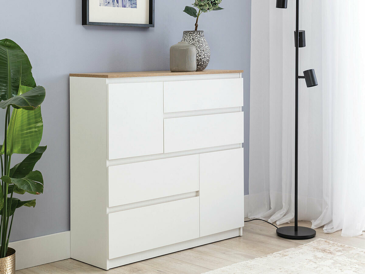 Kommode Catelbi 105 (Hvid + Egetræ)