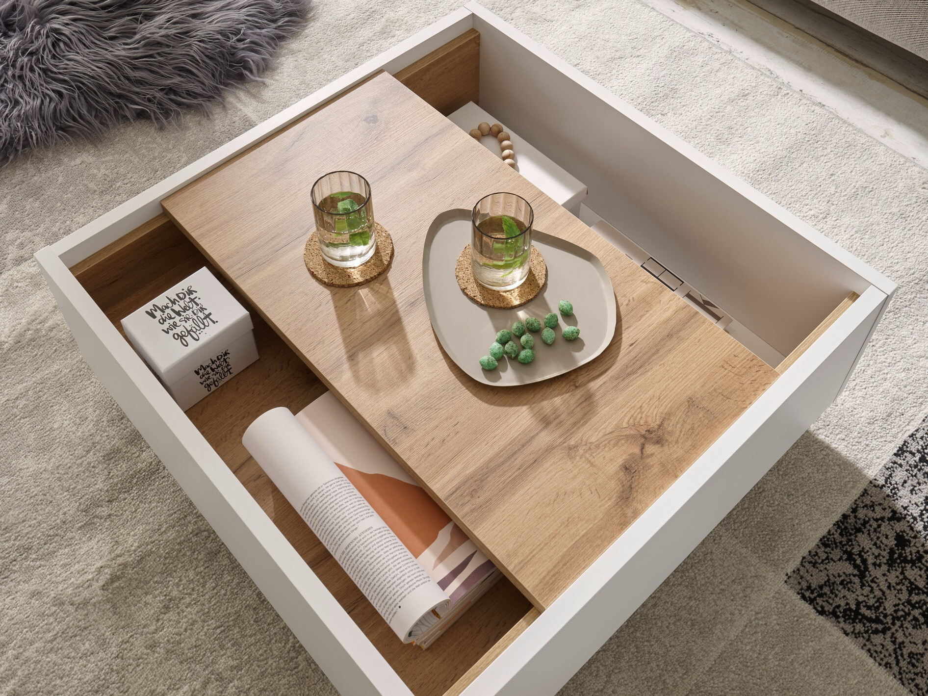 Sofabord Avimavi 109 (Hvid + Wotan eg)