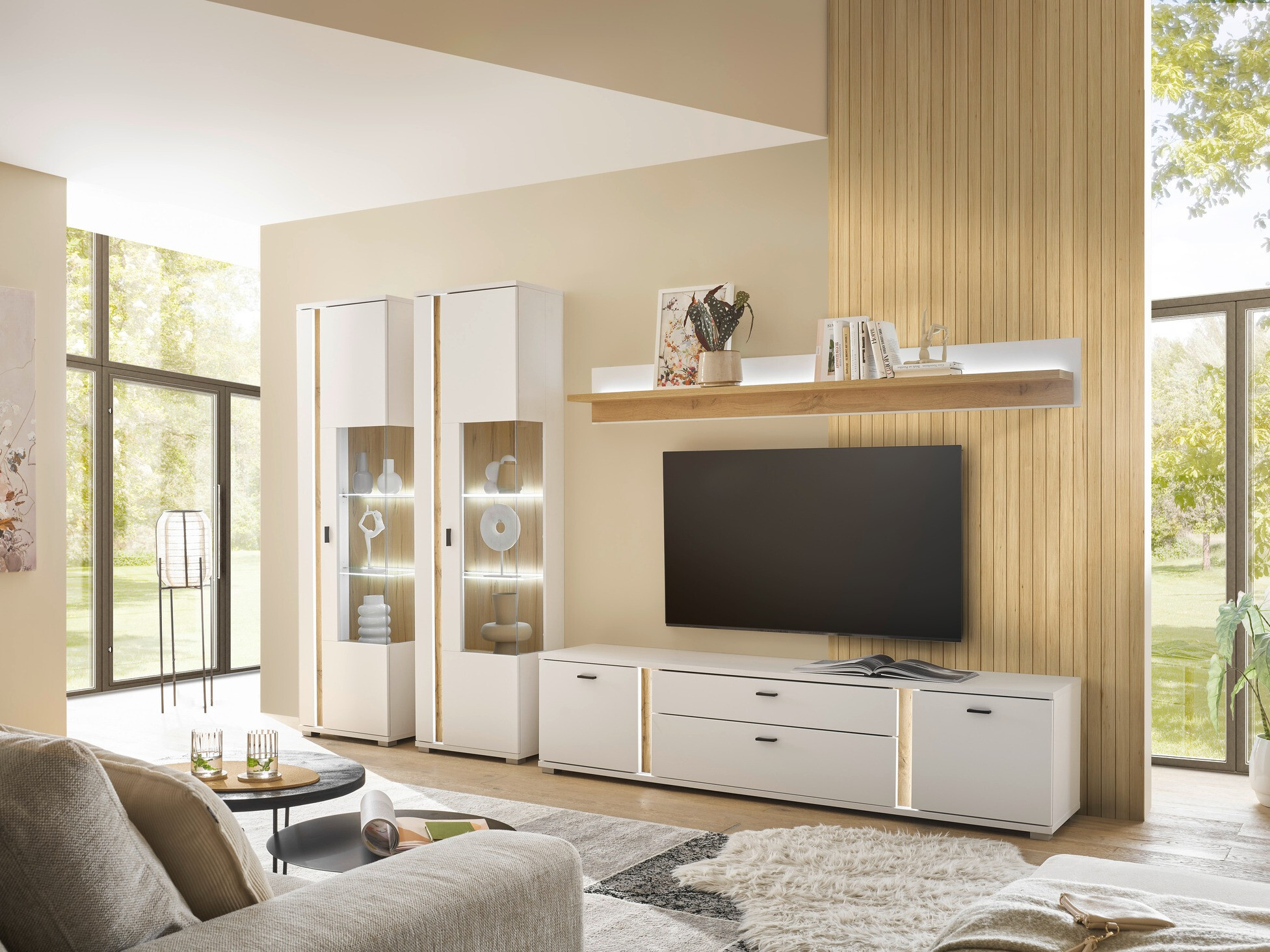 Stuemøbelsæt Avimavi 113 (Hvid + Wotan eg)