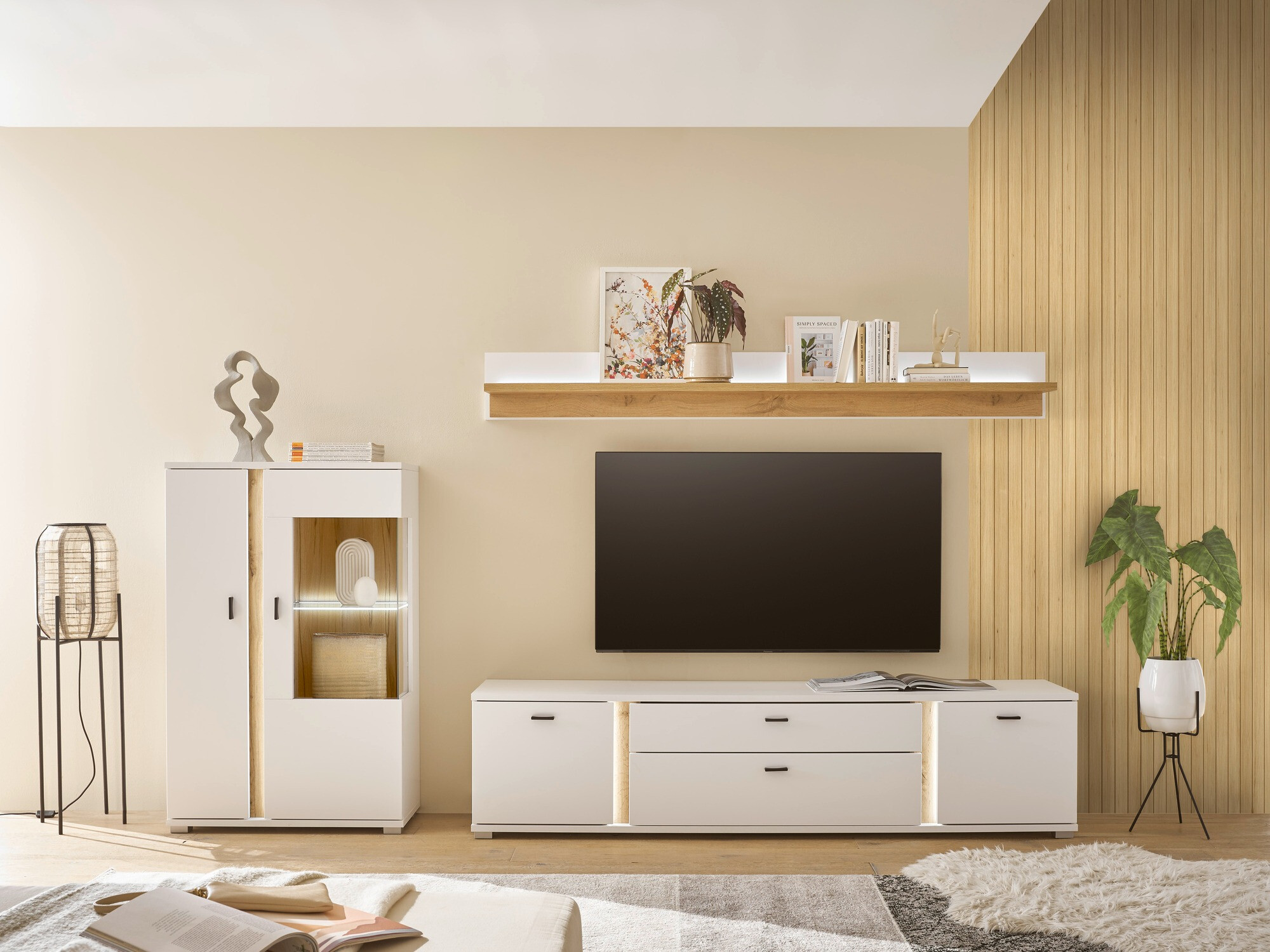 Stuemøbelsæt Avimavi 114 (Hvid + Wotan eg)