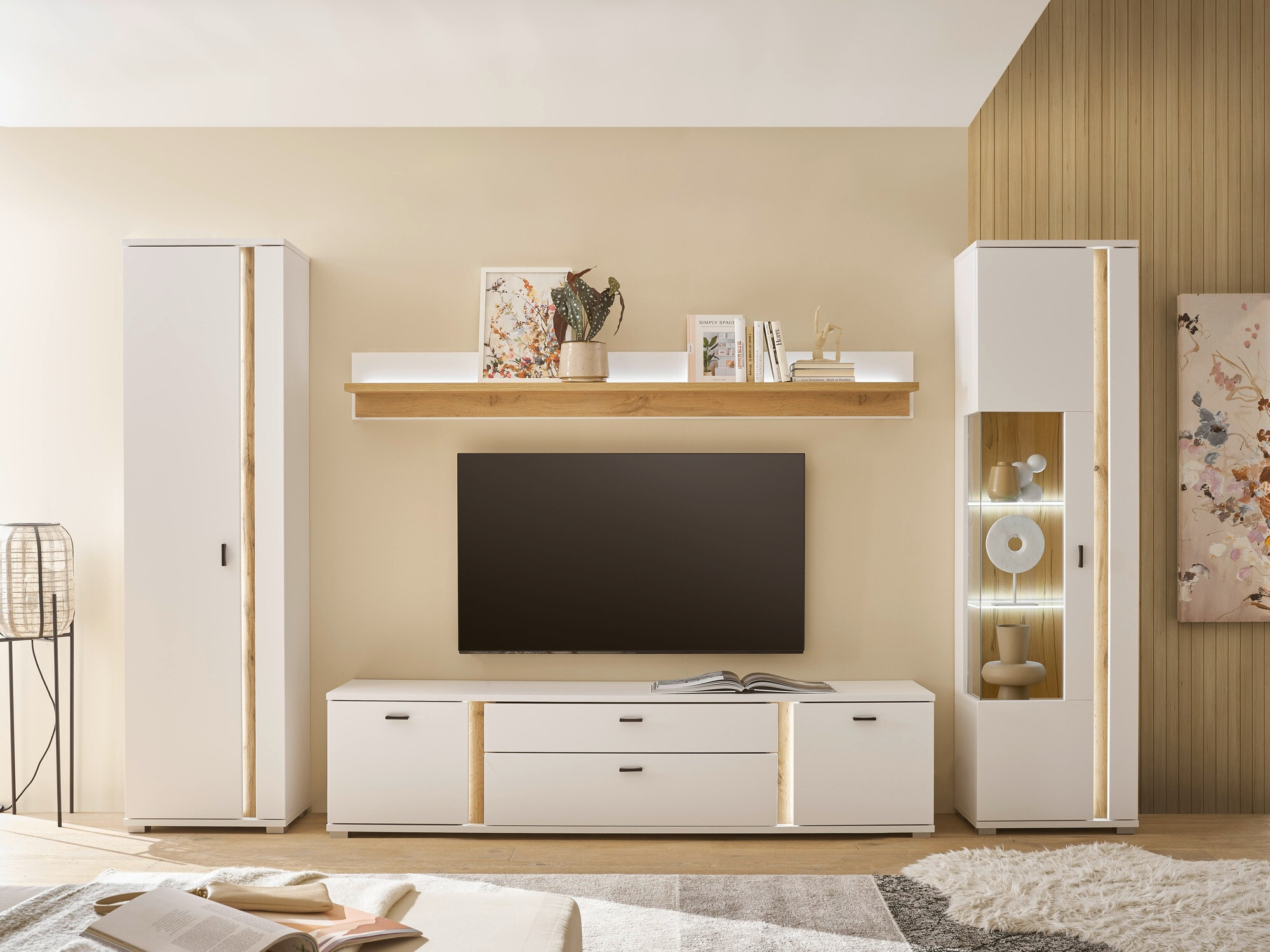 Stuemøbelsæt Avimavi 118 (Hvid + Wotan eg)