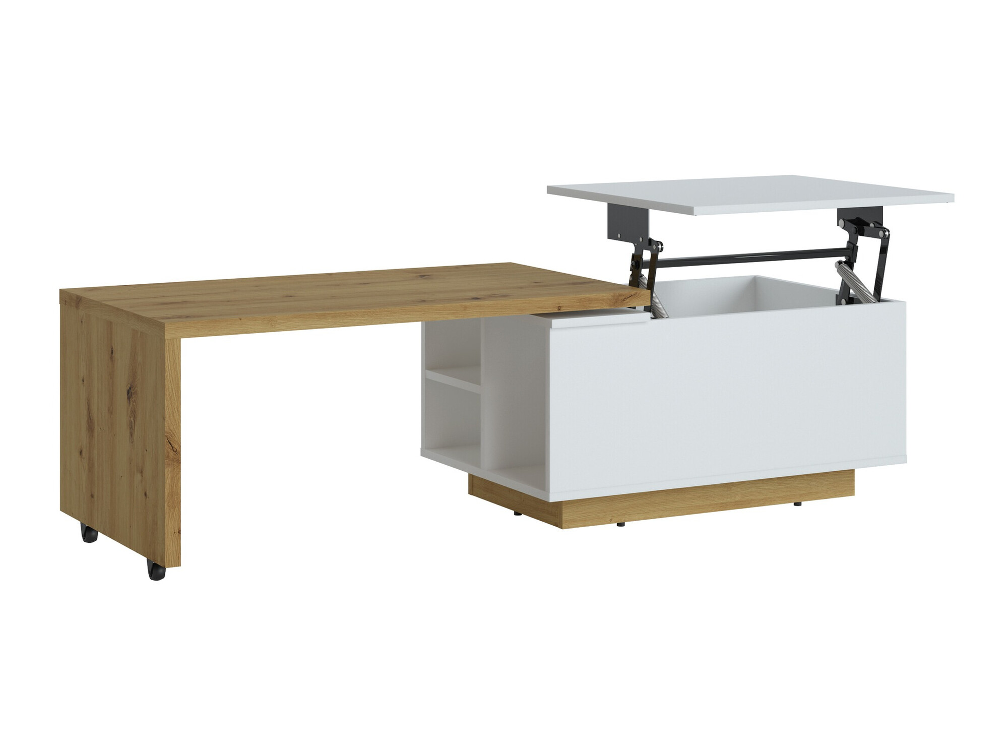 Transformer sofabord Ontario 133 (Hvid + Artisan eg)