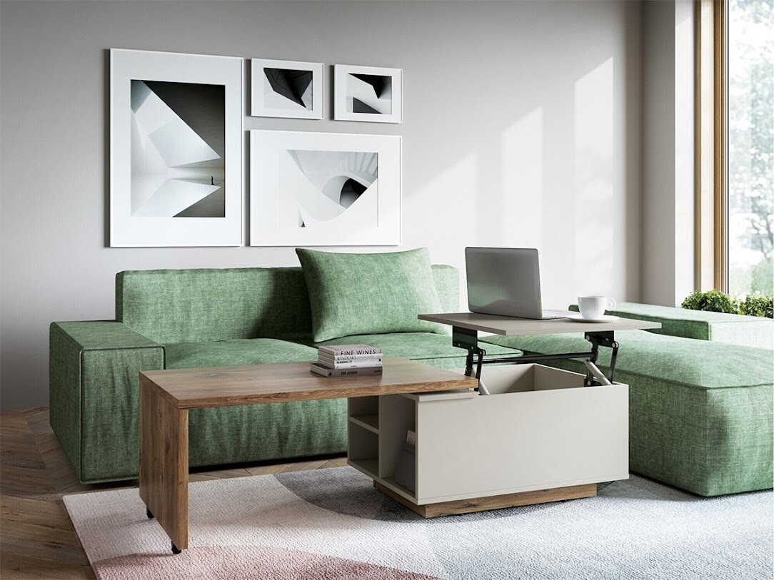 Transformer sofabord Ontario 133 (Grå + Mørk eg)