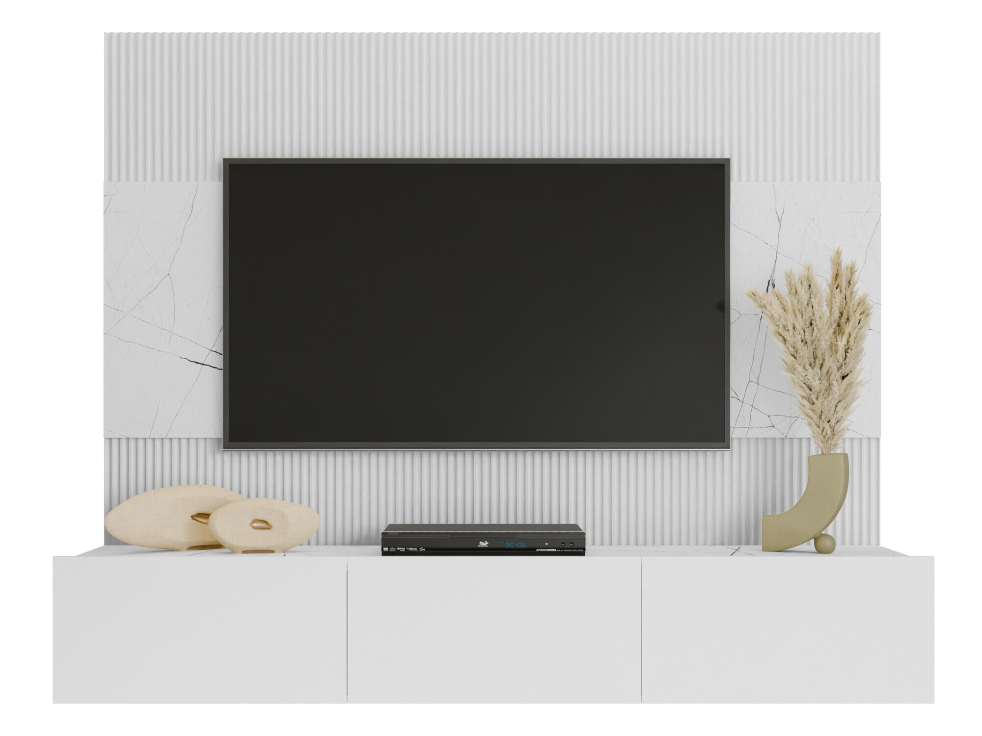 Stuemøbelsæt Comfivo 370 (Hvid + Hvid marmor)