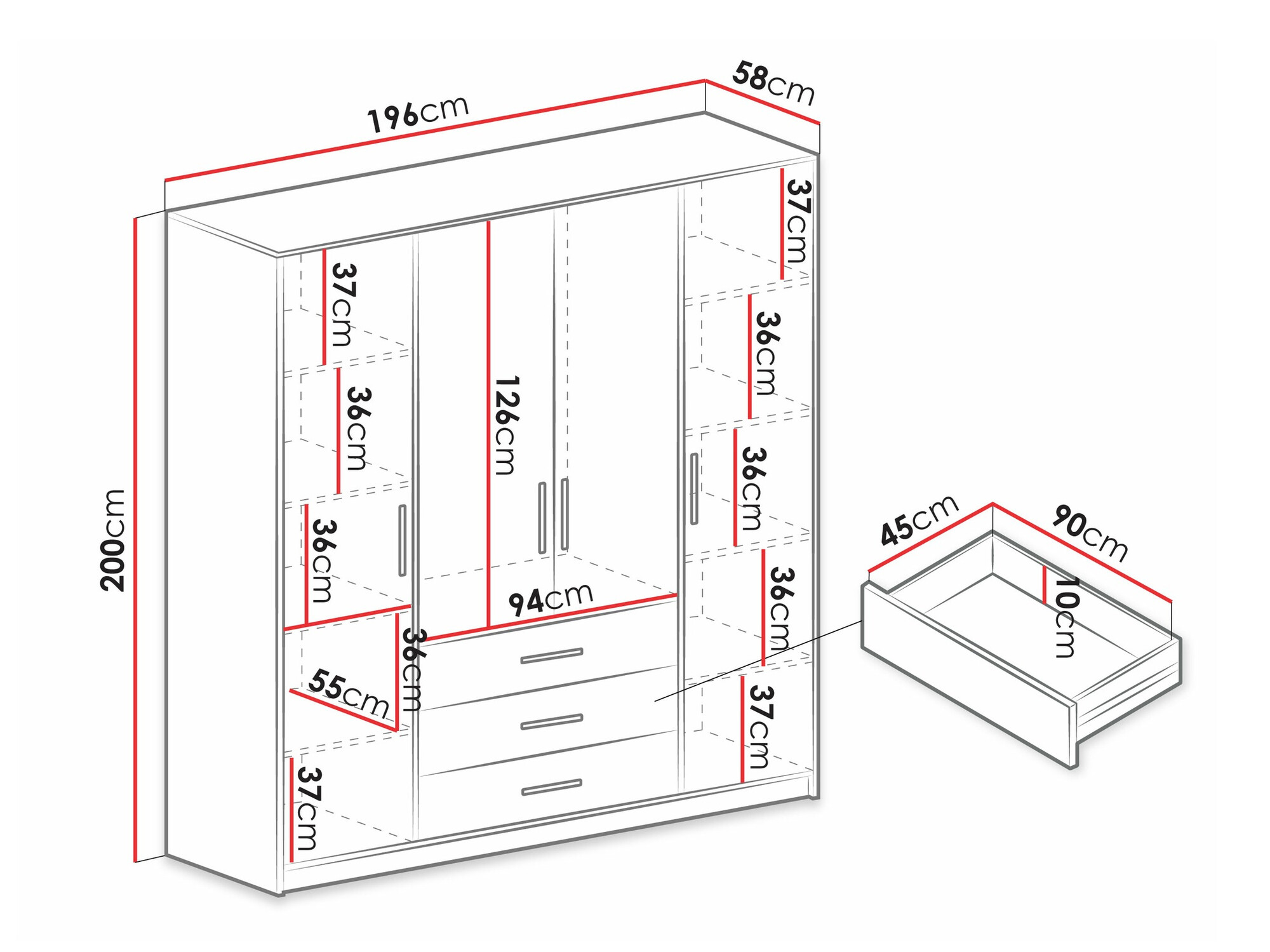 Garderobeskab Dortivu 154 (Hvid)