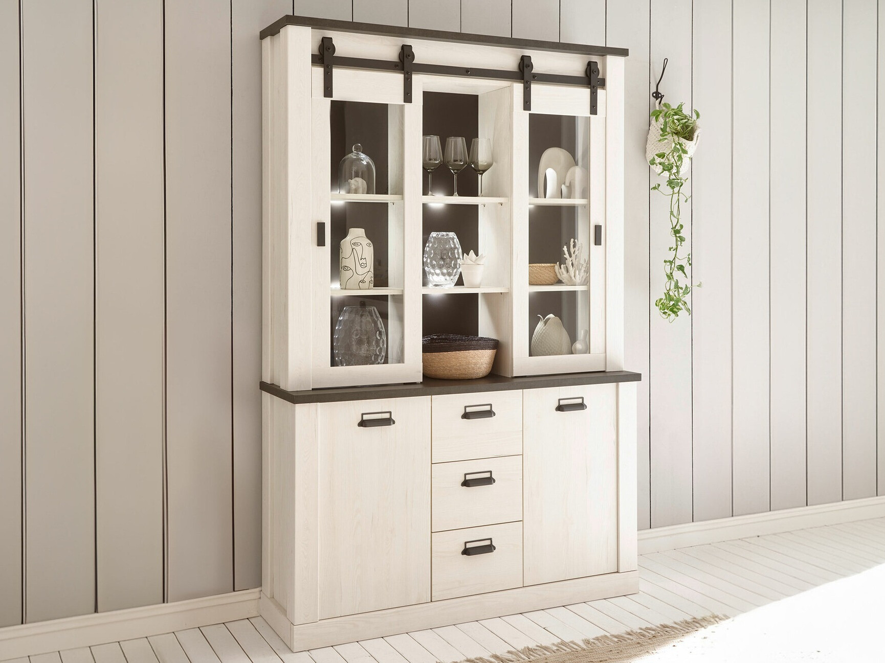 Reol Cirtale 110 (Bleget fyrretræ + Antrahite)