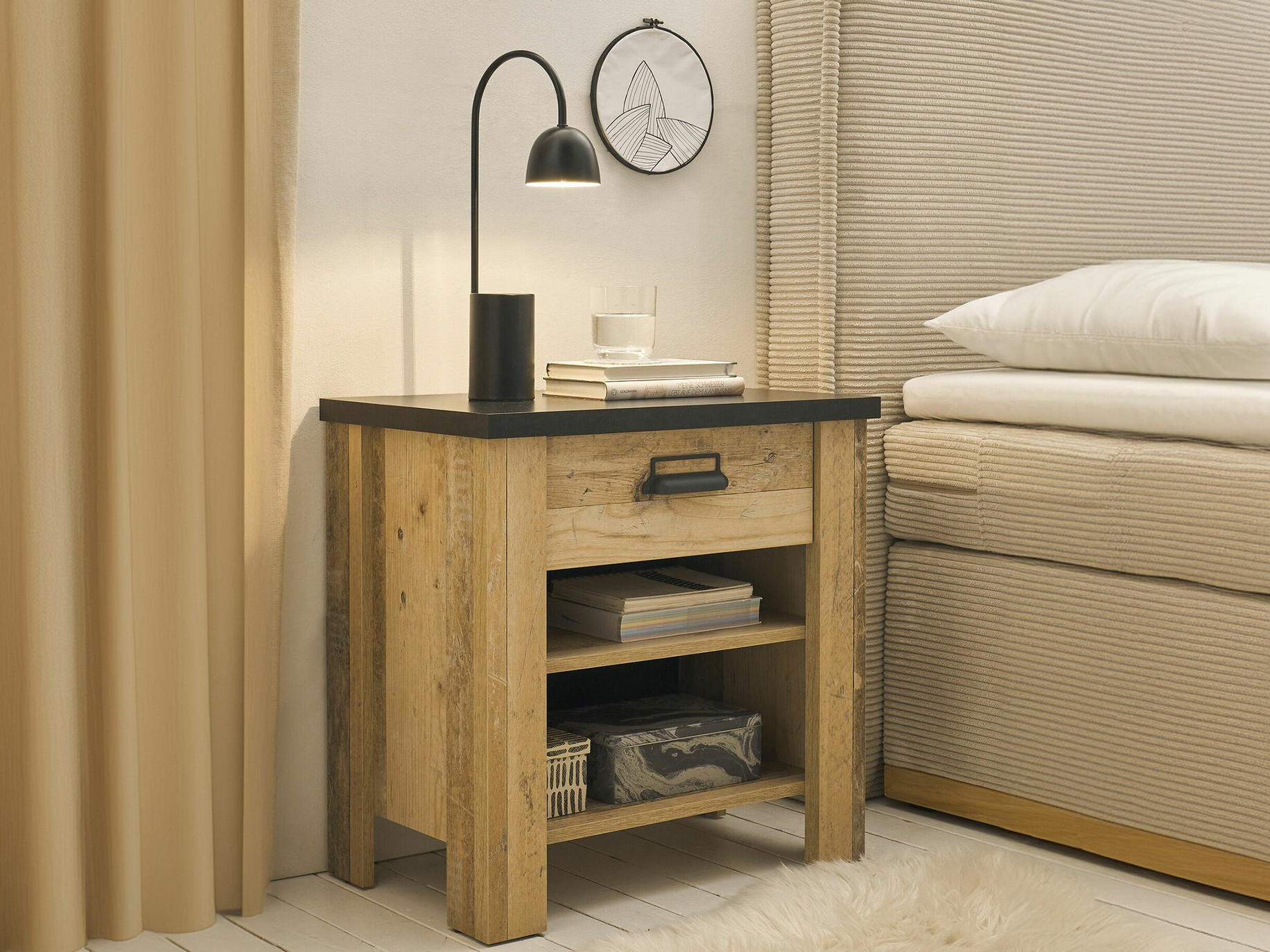 Sengebord Cirtale 102 (Modnet træ + Antracit)