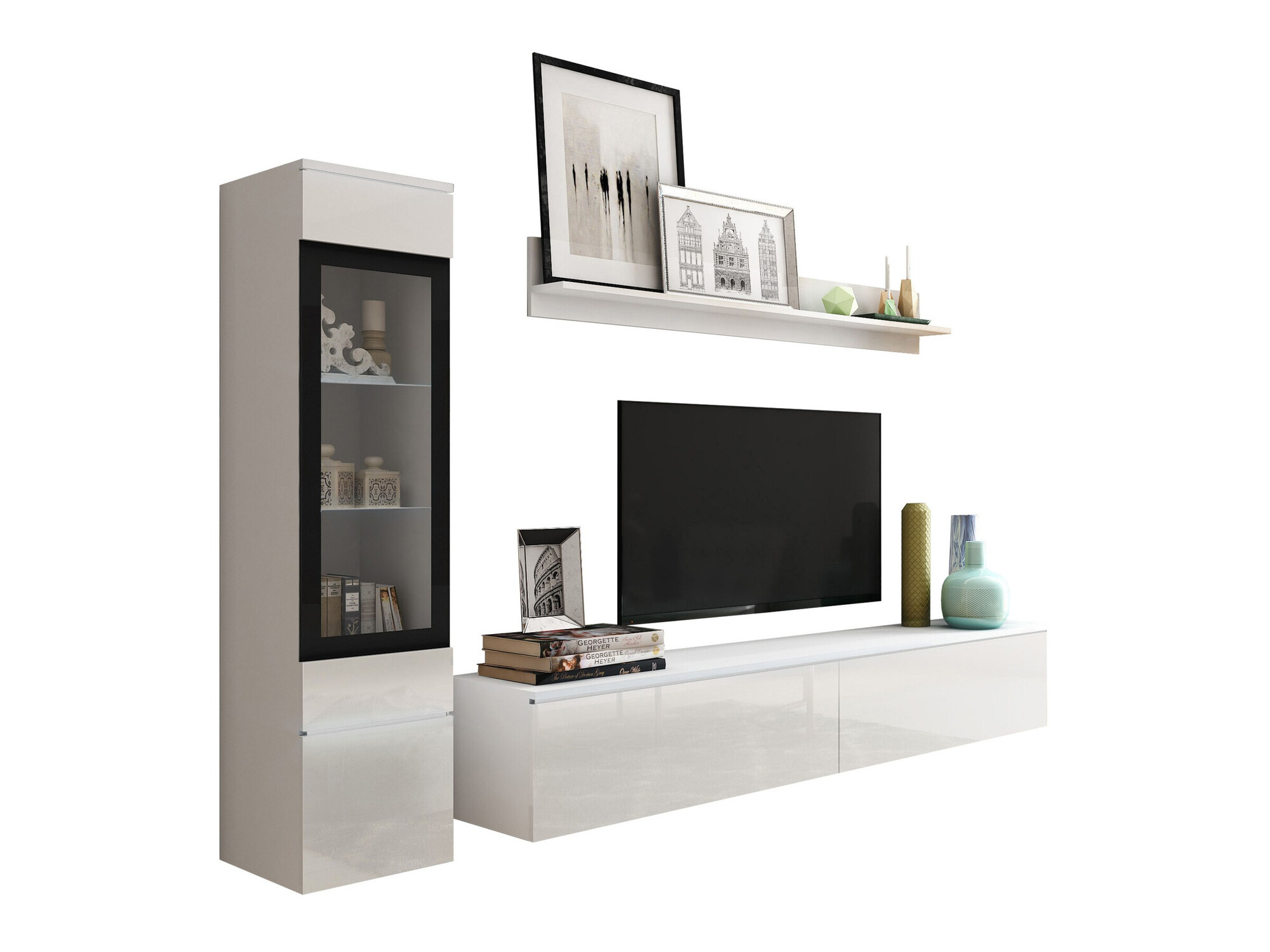 Stuemøbelsæt Sarasota 125 (Hvid + Glansfuld hvid)